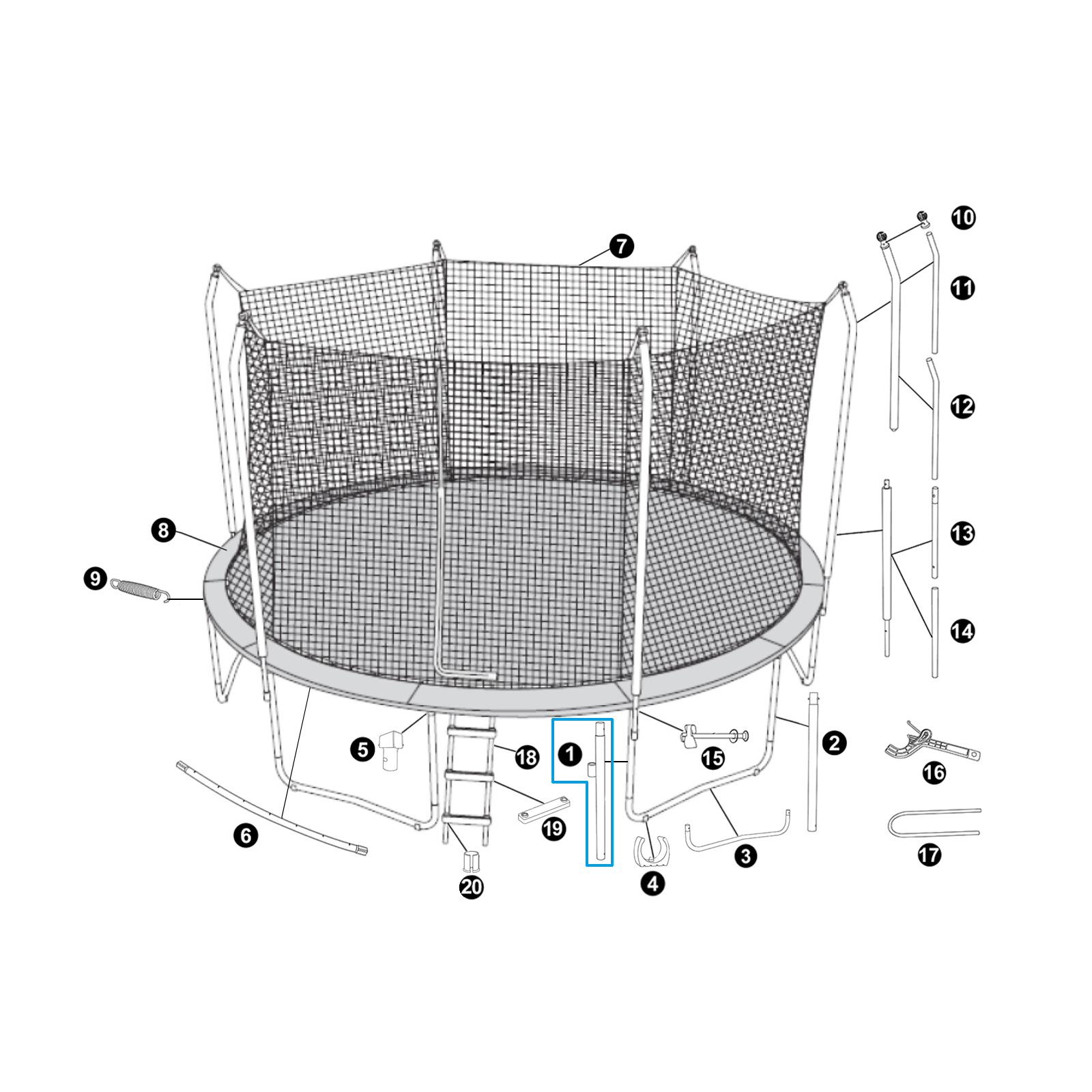 Bestway® Spare Part Vertical Leg A for 14' x 9'4.5"/4.27m x 2.86m Xtreme Air Trampoline
