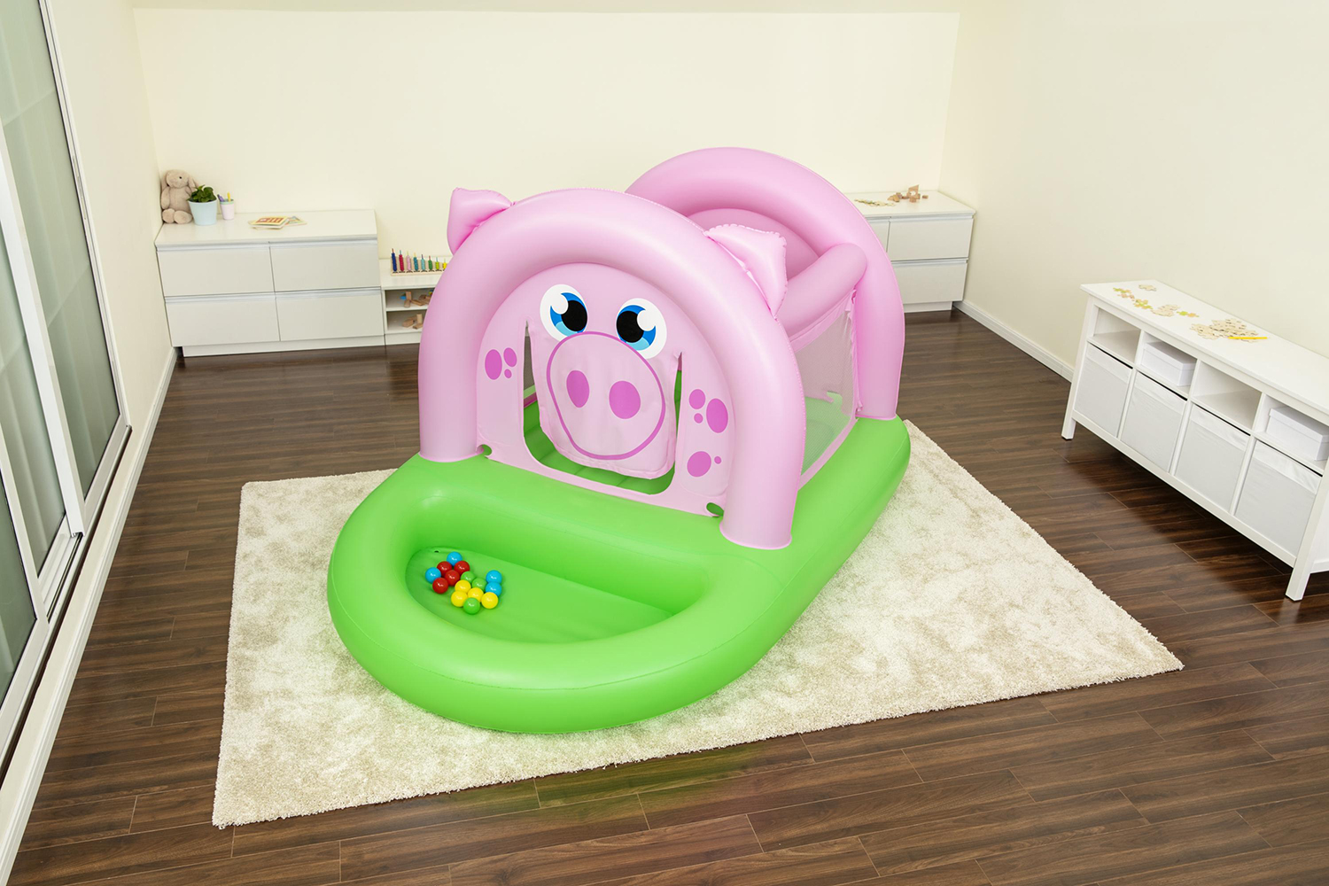 Up, In & Over™ 7'10" x 64" x 54"/2.39m x 1.62m x 1.37m Oinkster Pig Bouncer and Ball Pit