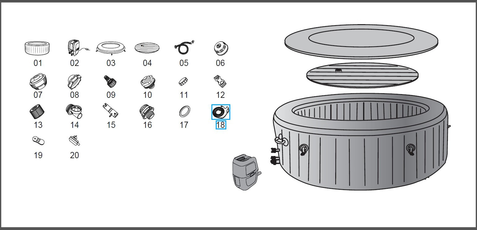 Bestway® Spare Part LED strip (wire included) for LAY-Z-SPA® Bali AirJet™ whirlpool (from 2021)