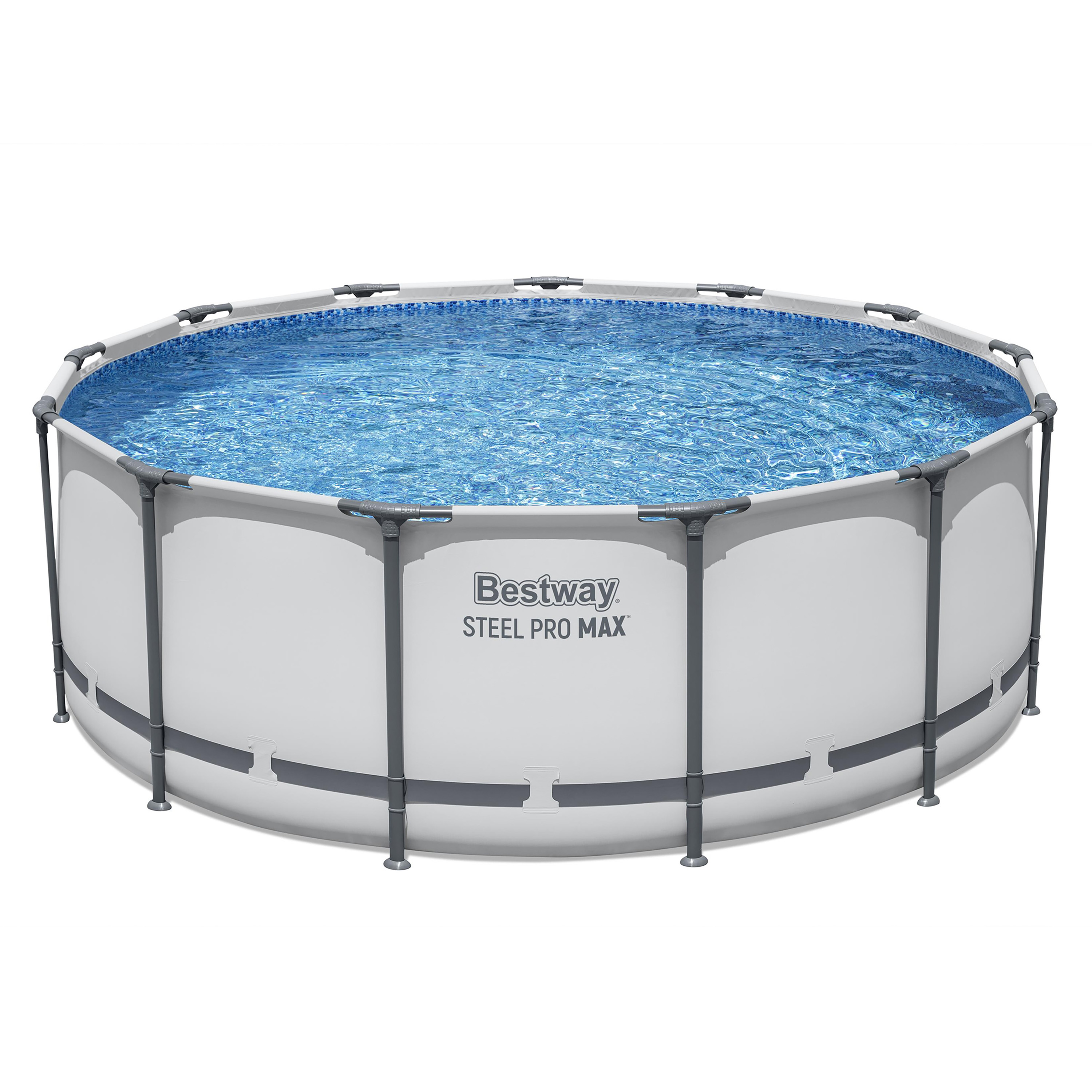 Steel Pro MAX™ Frame Pool  Komplett Set mit Filterpumpe Ø 396 x 122 cm, lichtgrau, rund