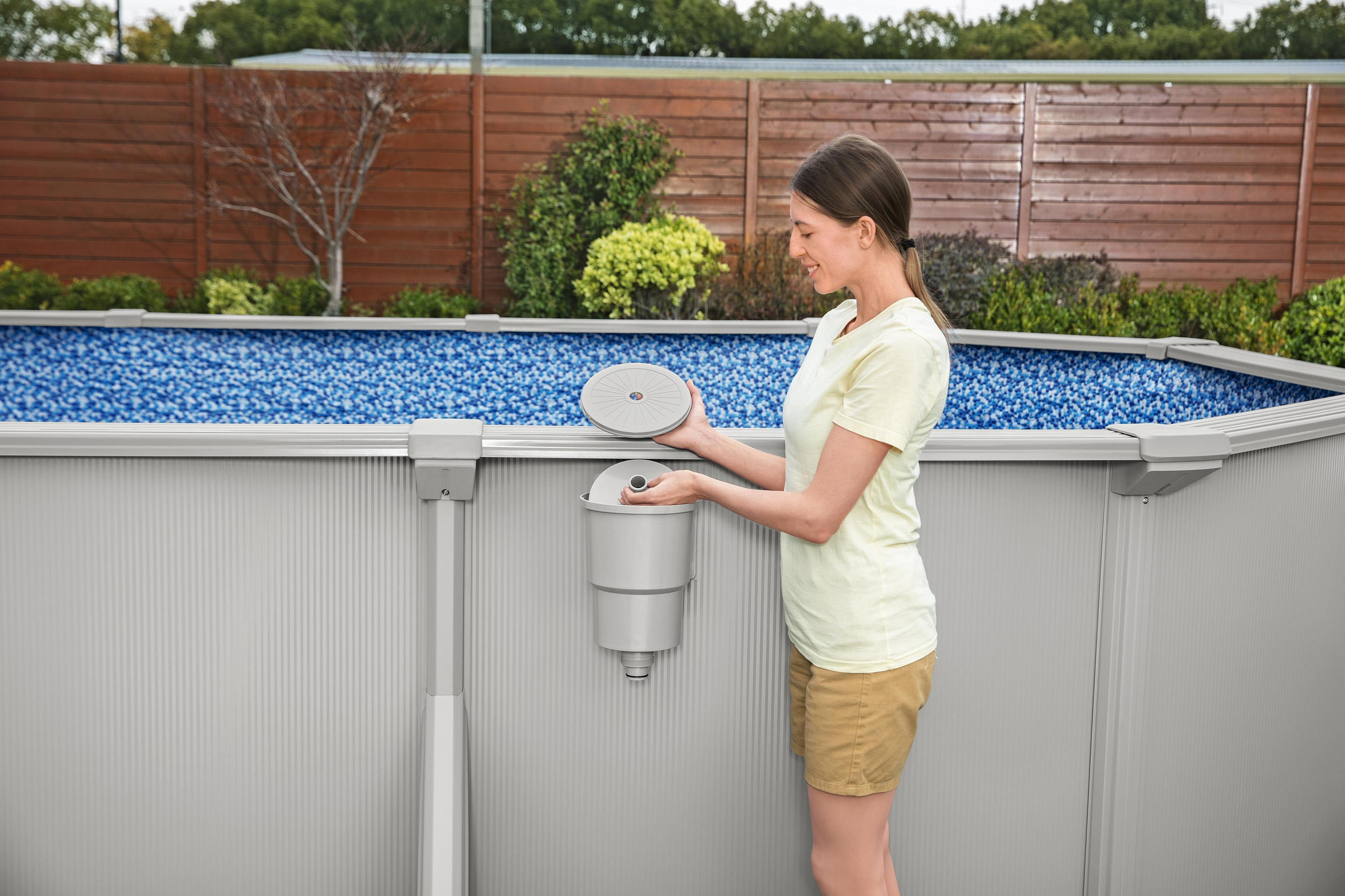 Hydrium™ Stahlwandpool Komplett Set mit Sandfilteranlage 500 x 366 x 122 cm, granitgrau, oval