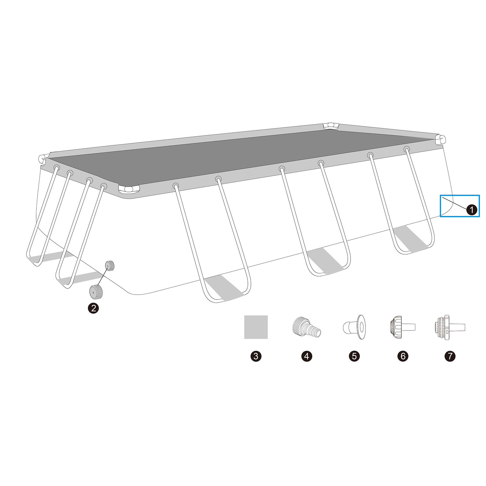 Bestway® Ersatzteil Poolfolie (dunkelgrau) für Steel Pro MAX™ Frame Pool 404 x 201 x 100 cm, eckig