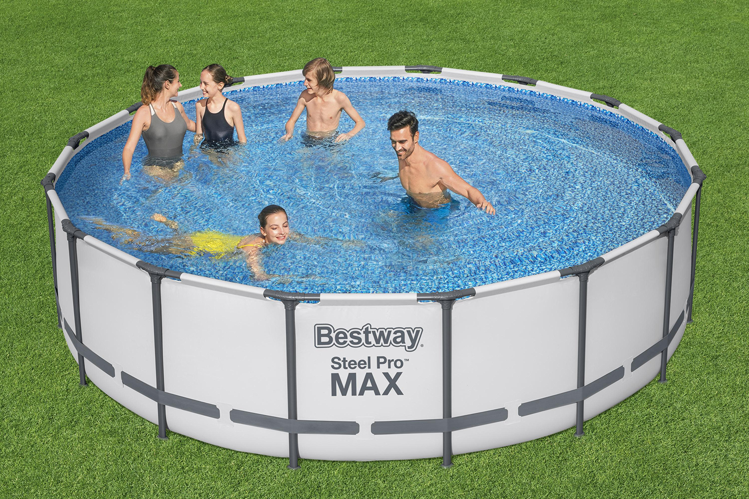 Steel Pro MAX™ Frame Pool Komplett Set mit Filterpumpe Ø 488 x 122 cm , lichtgrau, rund Steel Pro MAX™ Frame Pool Komplett Set mit Filterpumpe Ø 488 x 122 cm , lichtgrau, rund