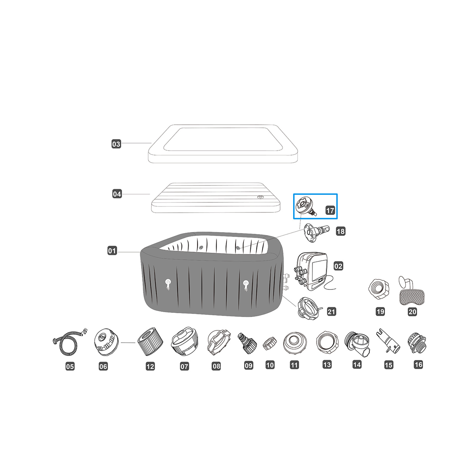 Bestway® Ersatzteil LED Wasserstrahldüse für LAY-Z-SPA® HydroJet Pro™ Whirlpools