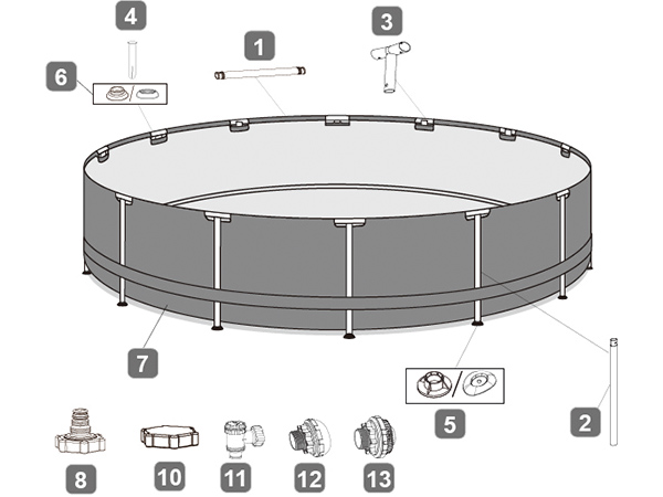 Bestway® Spare Part Top rail (brown) for various Steel Pro™ frame pools Ø 488/549 x 122 cm, round