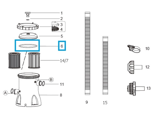 Bestway® Spare Part Filter Cap gasket for Flowclear™ filter units (2.006 / 3.028 / 5.678 l/h)