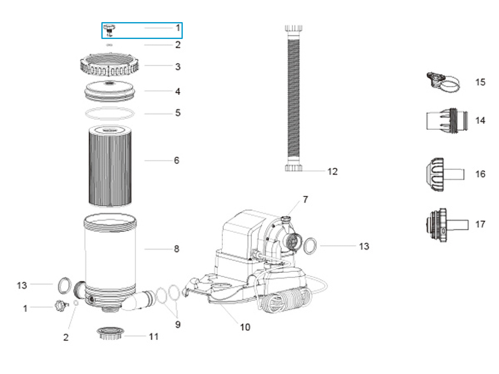Bestway® Spare Part Air purge valve for Flowclear™ filter units (9.463 l/h)
