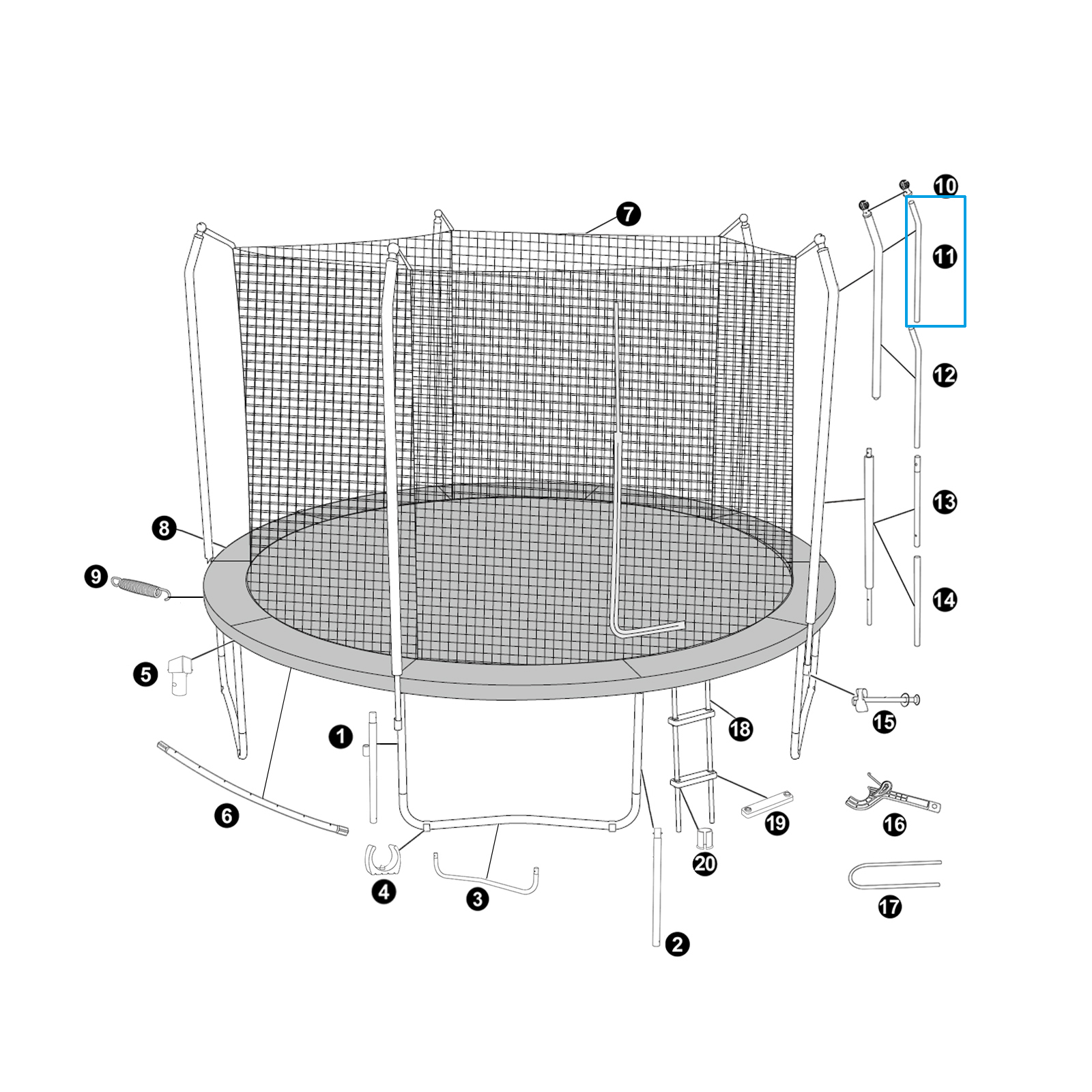 Bestway® Spare Part Upper Frame Support for 12' x 9'1"/3.66m x 2.78m Xtreme Air Trampoline