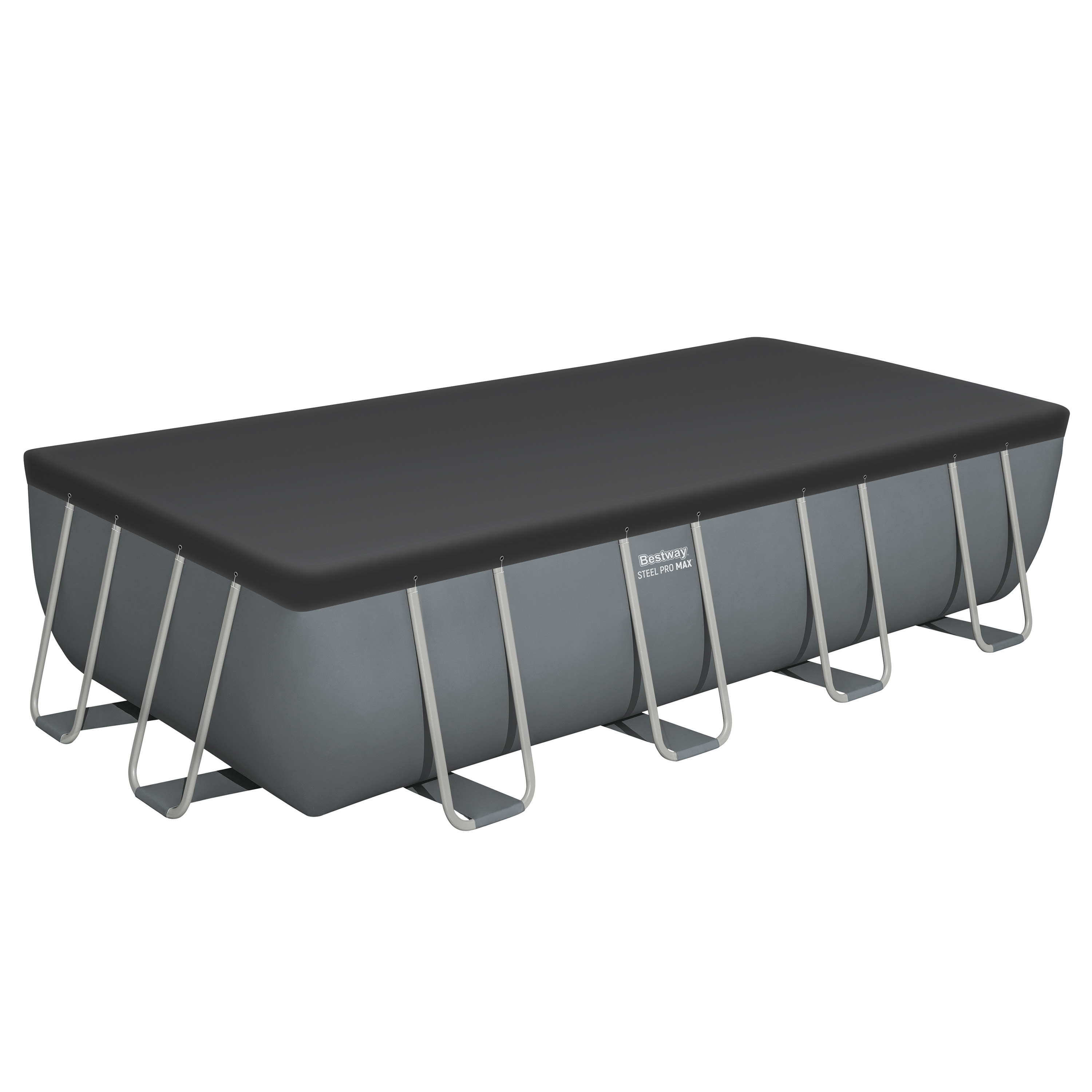 Steel  Pro MAX™ Frame Pool Komplett Set mit Filterpumpe 549 x 274 x 122 cm, grau, eckig