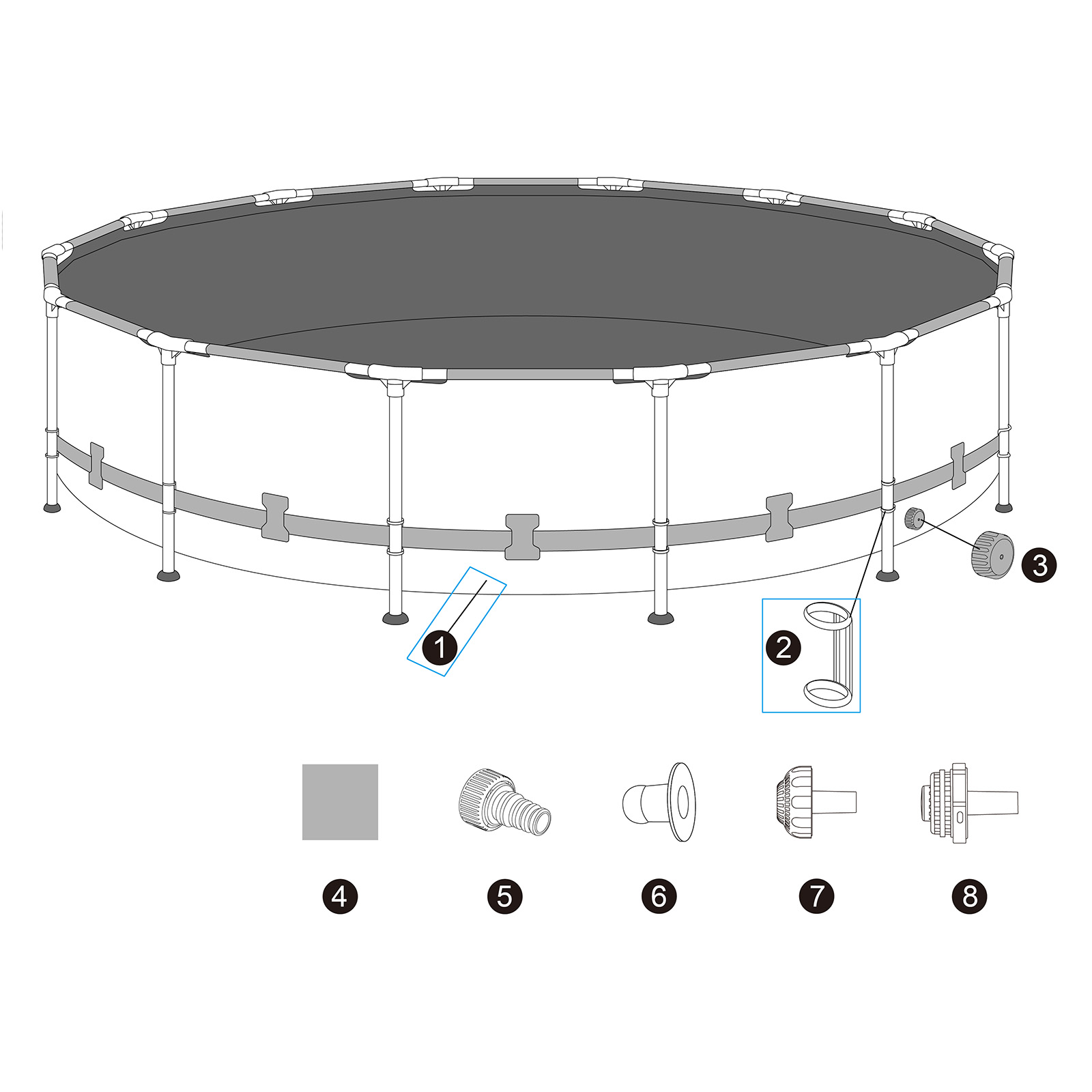 Ersatzteil Poolfolie für Steel Pro MAX 427x107cm, rund - inklusive Kunststoffring-Set