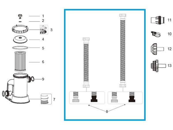 Bestway® Spare Part Hose with nuts 38mm 1,5m for Filter Pump 5678 l/h Bestway® Spare Part Hose with nuts 38mm 1,5m for Filter Pump 5678 l/h