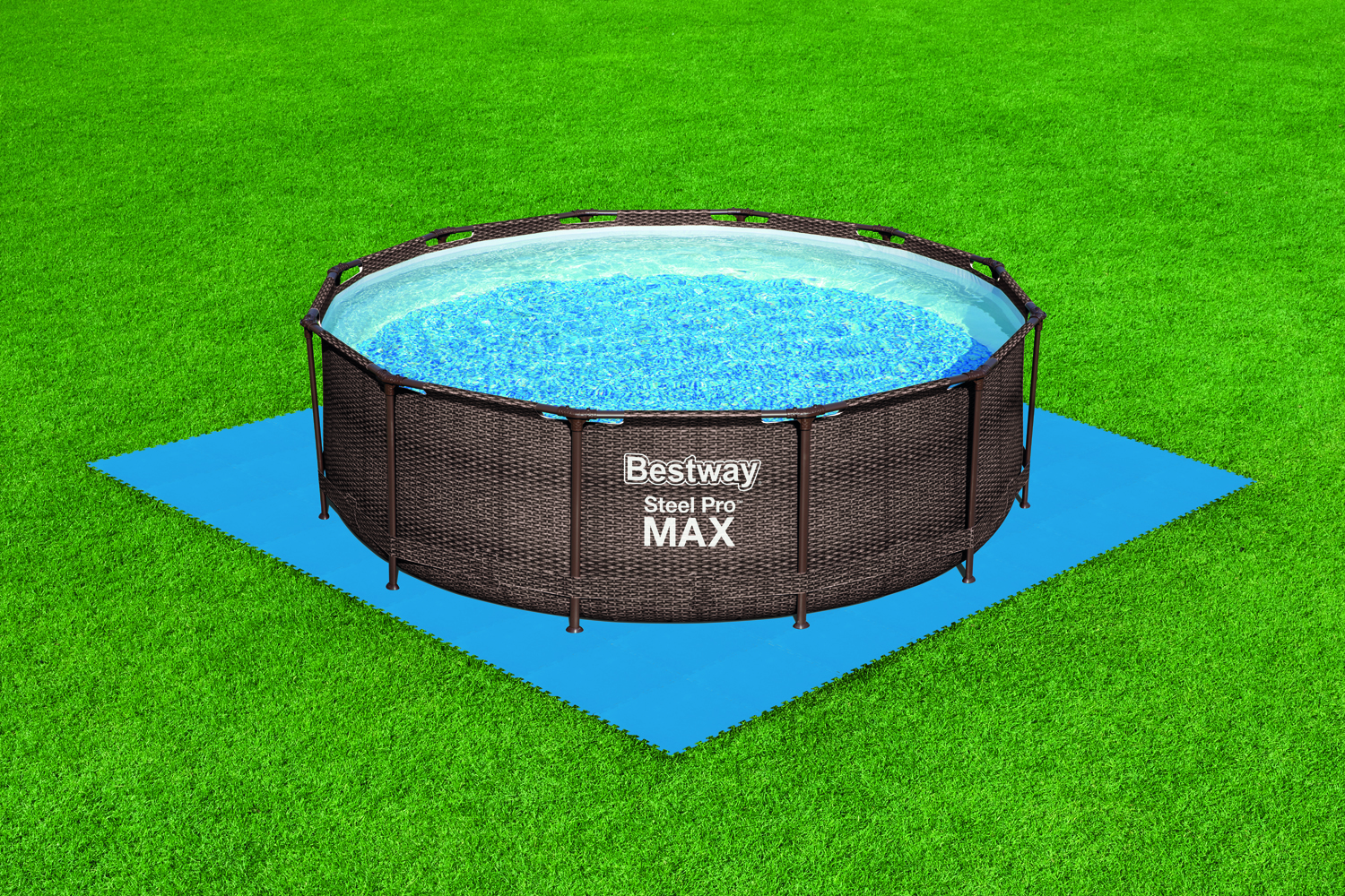 Pool-Bodenschutzfliesen Set 9 Stück á 50 x 50 cm, blau