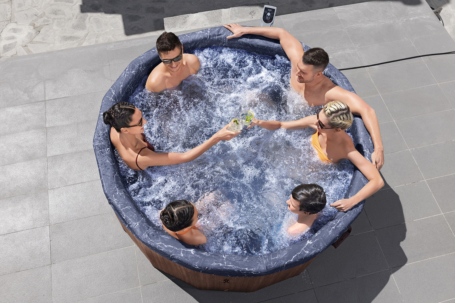 LAY-Z-SPA® Energiespar Whirlpool Toronto AirJet™ mit Schaumstoffpaneelen & App-Steuerung, für 7 Personen Ø 190 x 70 cm