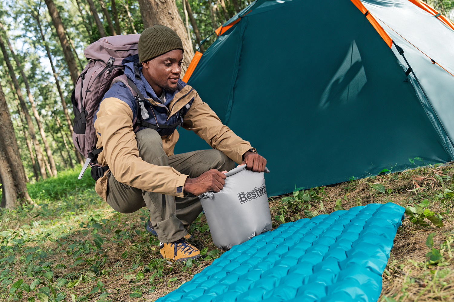 Aufblasbare Single-XL-Isomatte AlpineLite™ für Mumienschlafsäcke 183 x 63,5 x 7,5 cm