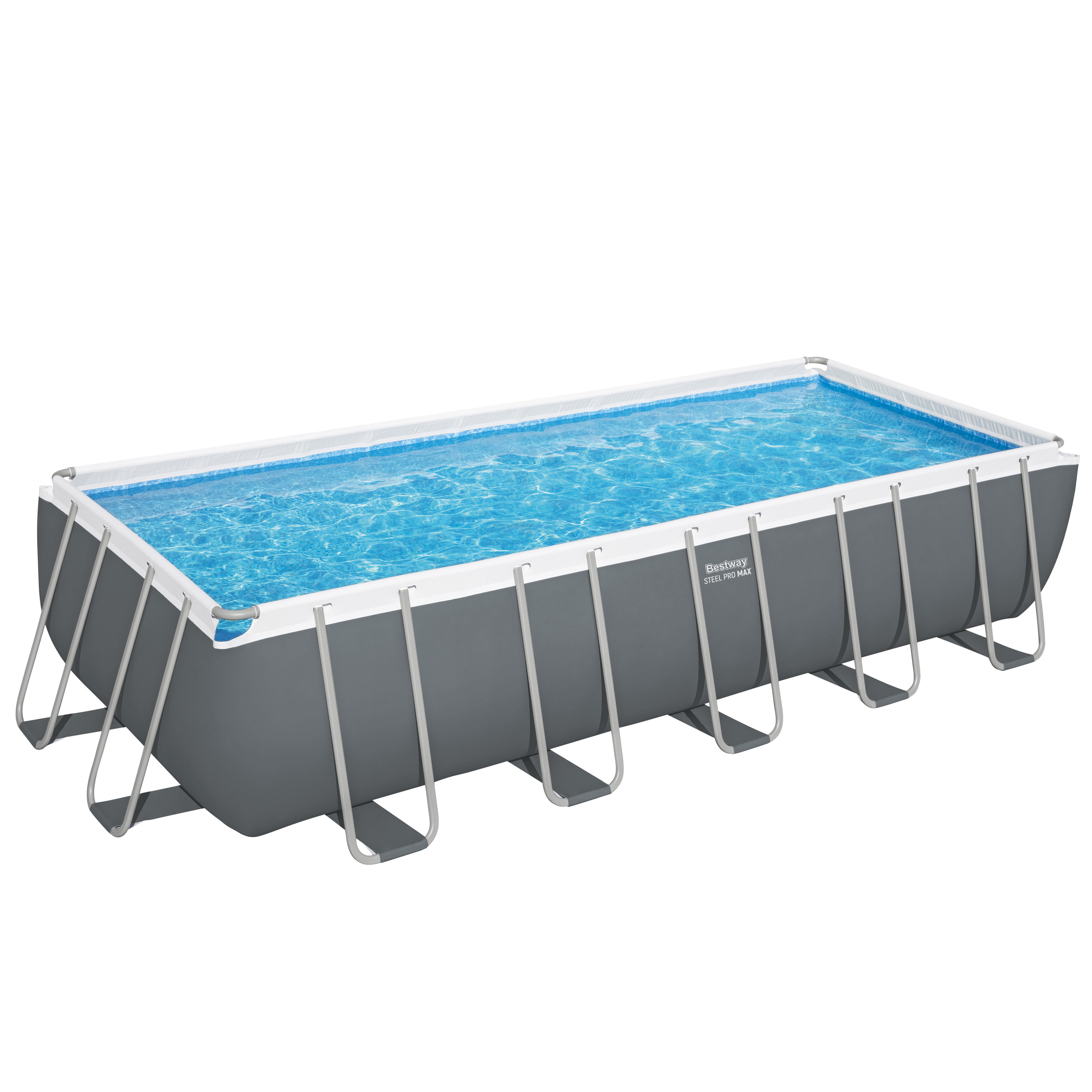 Steel Pro MAX™ Frame Pool Komplett Set mit Sandfilteranlage 640 x 274 x 132 cm, grau, eckig