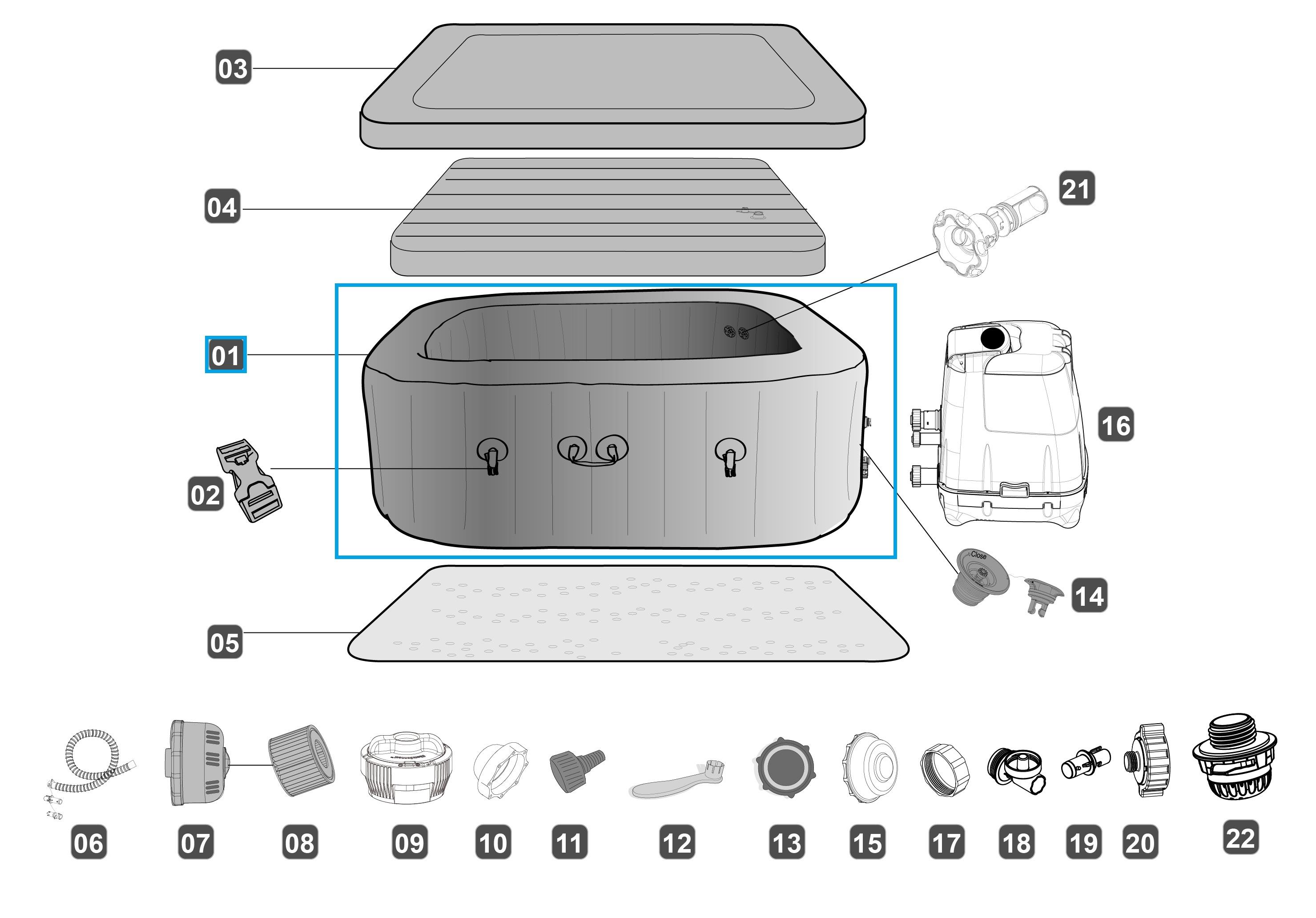 Bestway® Spare Part Liner for Lay-Z-Spa™ Hawaii HydroJet Pro 180cm x 180cm x 71cm