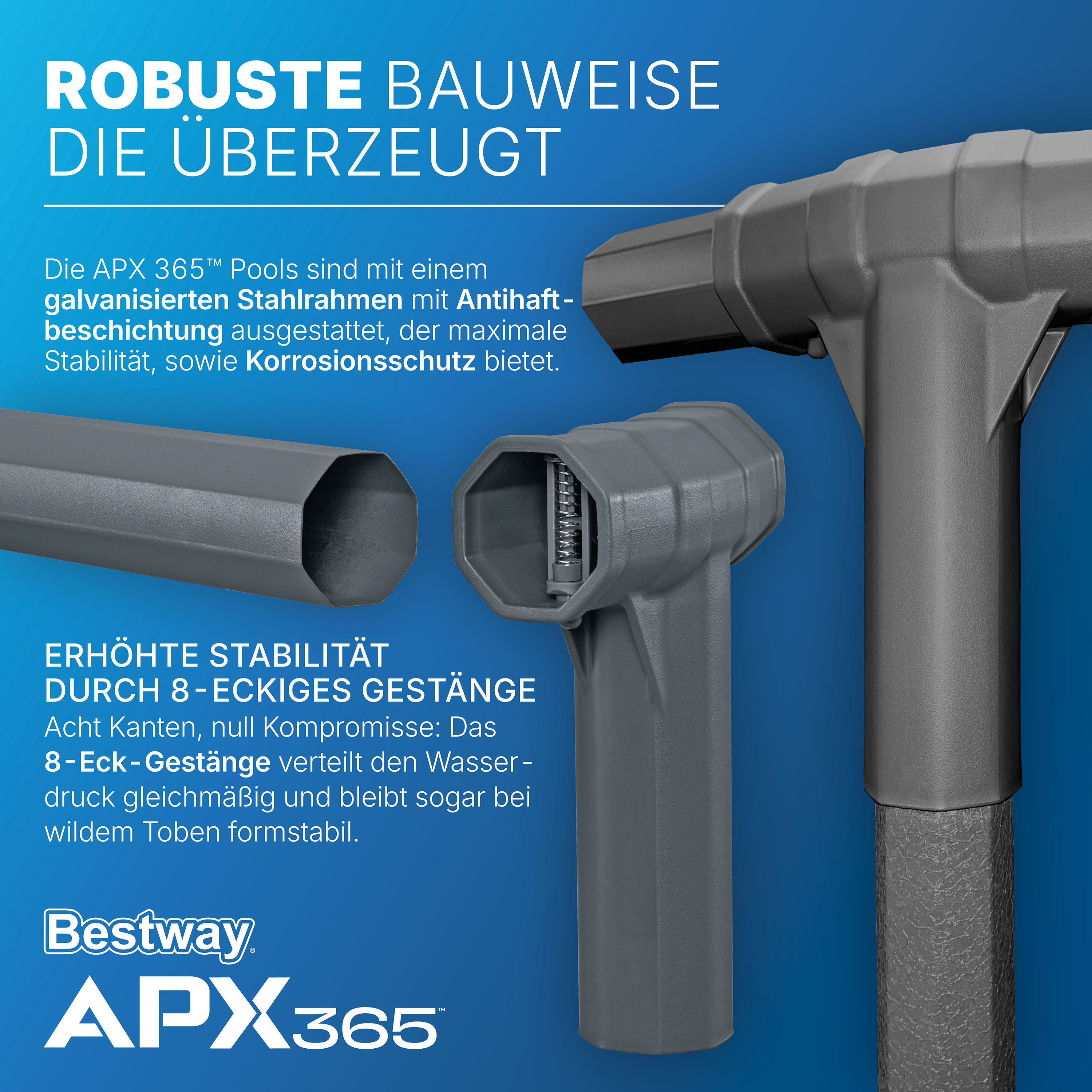 APX365™ Winterfestes Frame Pool Komplett Set mit Sandfilteranlage Ø 610 x 132 cm, Marmor-Optik (Dunkel), rund