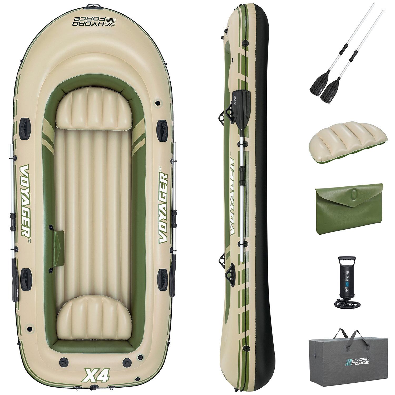 Hydro-Force™ Schlauchboot Komplett-Set Voyager™ X4 350 x 145 x 49 cm Hydro-Force™ Schlauchboot Komplett-Set Voyager™ X4 350 x 145 x 49 cm