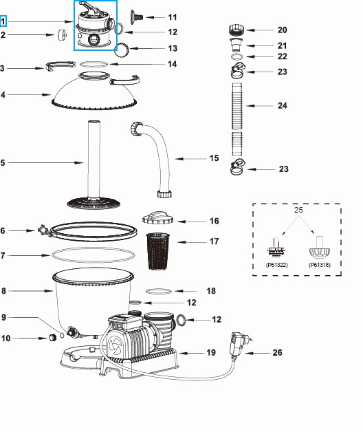 Bestway® Spare Part Control valve for Flowclear™ sand filter unit (58397, 58400, 58404)