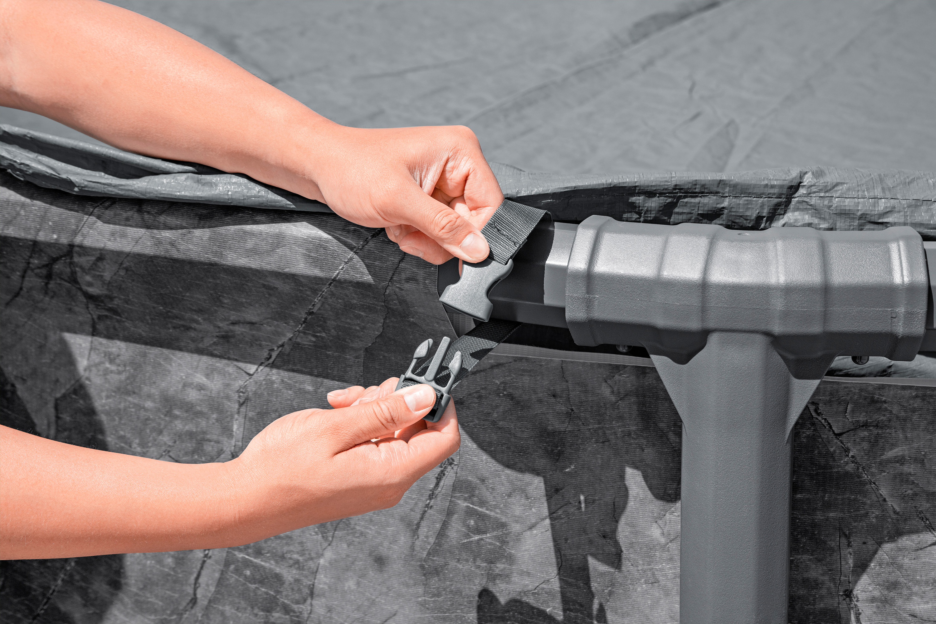 Winterfeste Premium Abdeckplane Ø 671 cm, grau, rund