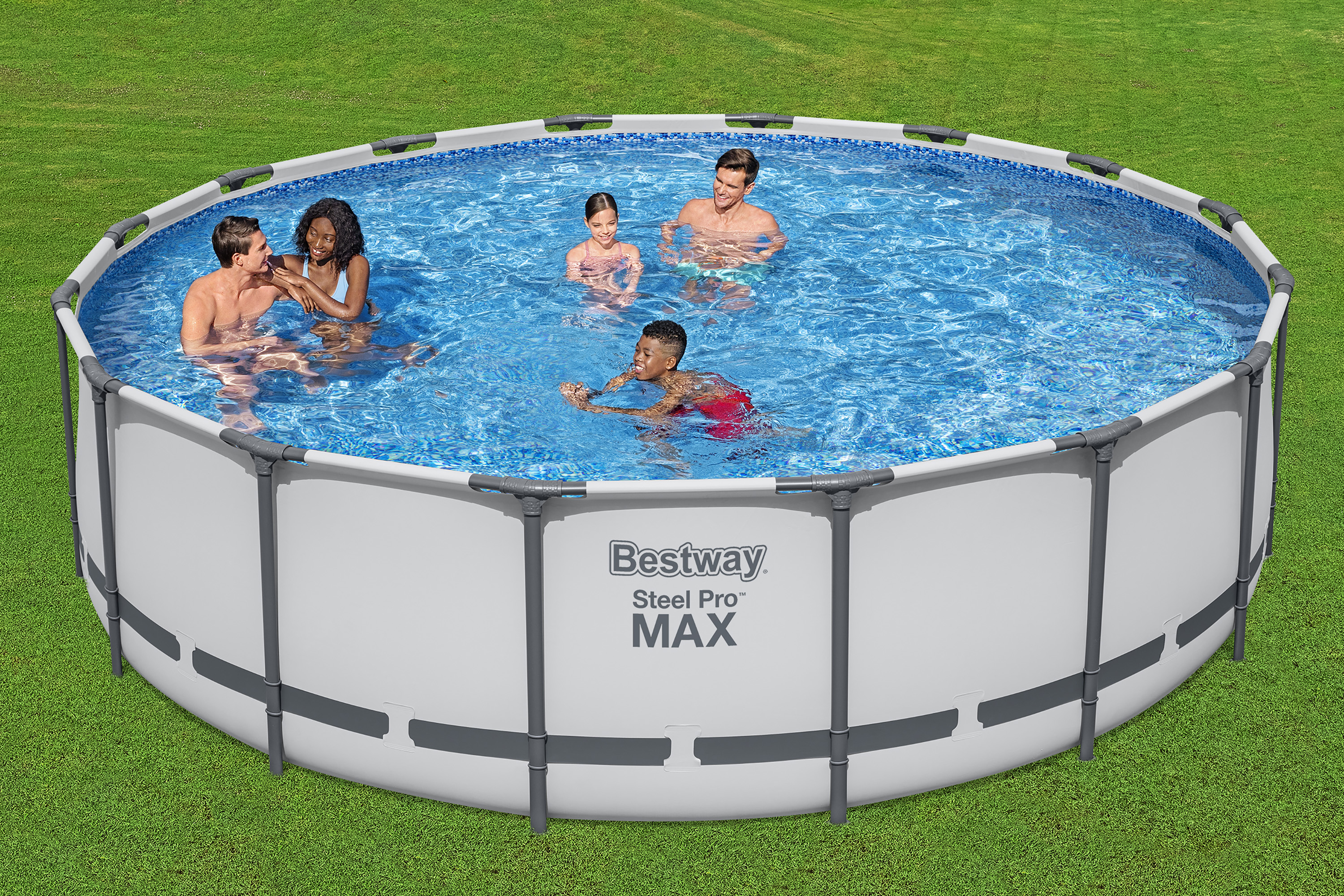 Steel Pro MAX™ Frame Pool Komplett Set mit Filterpumpe Ø 488 x 122 cm , lichtgrau, rund