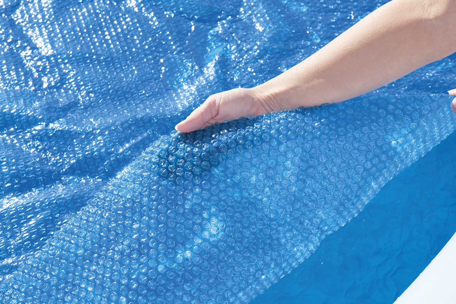 PE Solarabdeckplane 703 x 336 cm, blau, eckig