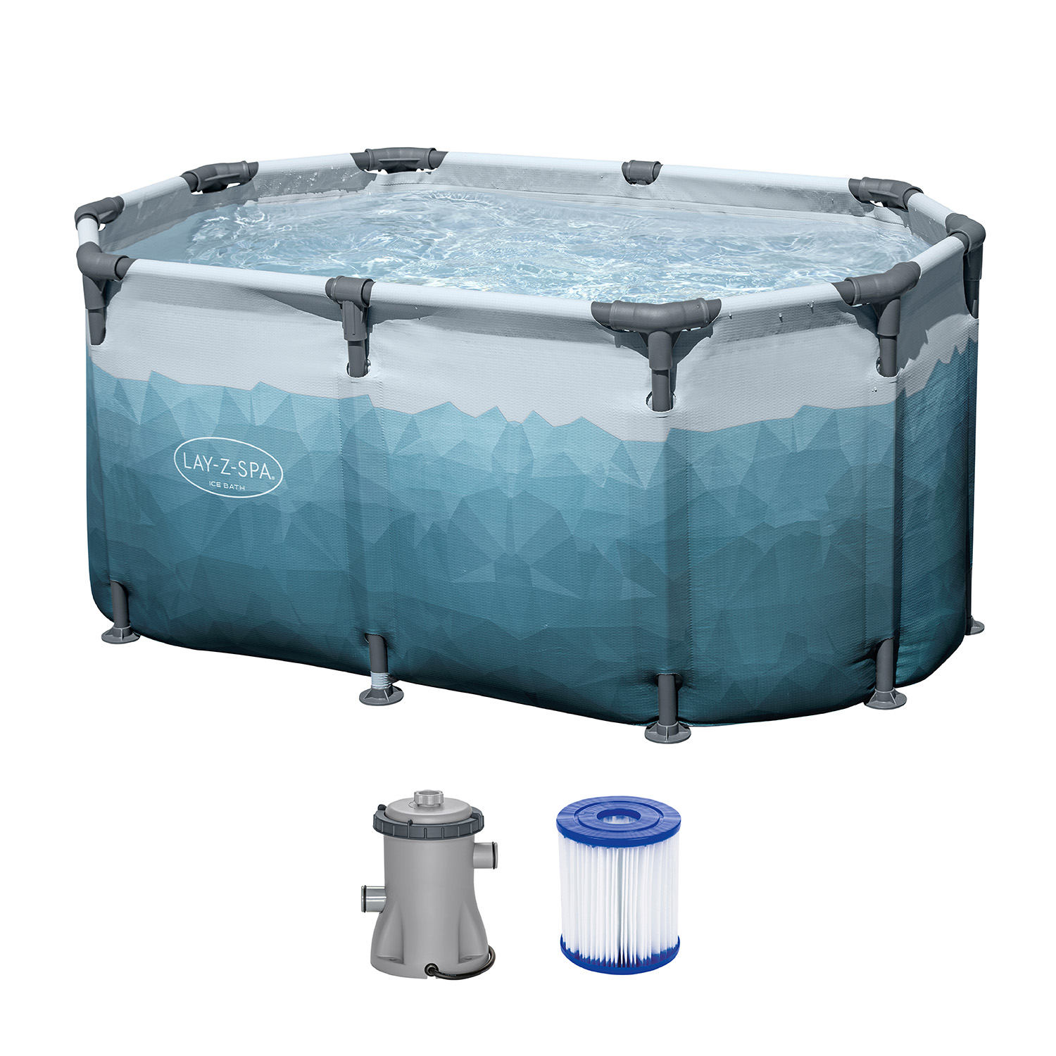 LAY-Z-SPA® Eisbad Glacial Dip™ mit Filterpumpe 150 x 90 x 65 cm, oval