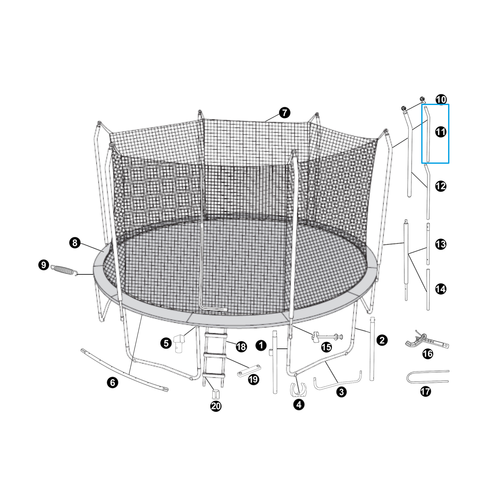 Bestway® Spare Part Upper Frame Support for 14' x 9'4.5"/4.27m x 2.86m Xtreme Air Trampoline