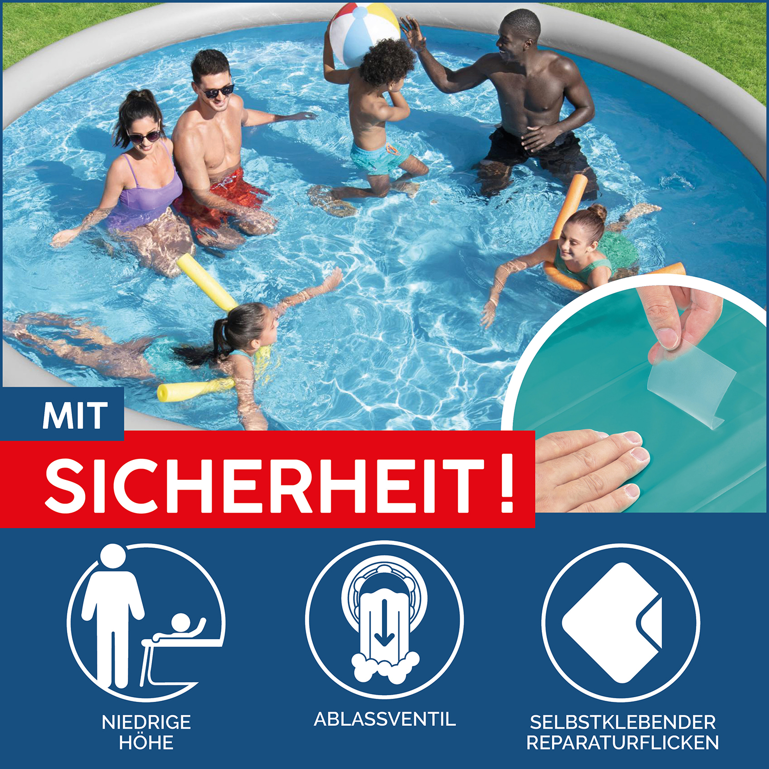 Fast Set™ Aufstellpool Set mit Filterpumpe Ø 457 x 84 cm, Rattan-Optik (Schiefergrau), rund Fast Set™ Aufstellpool Set mit Filterpumpe Ø 457 x 84 cm, Rattan-Optik (Schiefergrau), rund