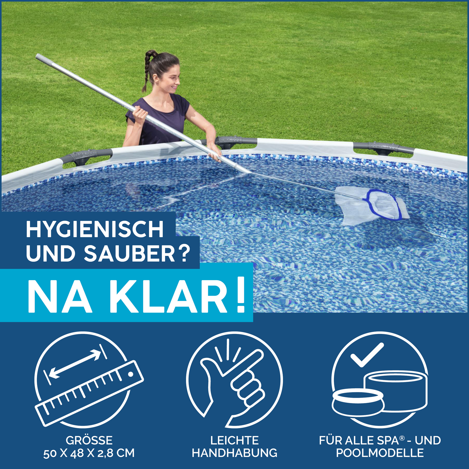 Flowclear™ Poolkescher AquaRake™ Deluxe für Teleskopstange 50 x 48 x 2,8 cm