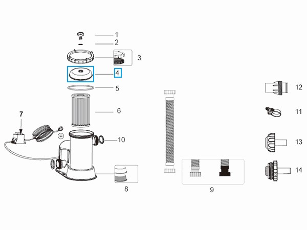 Bestway® Spare Part Filter cap (grey) for various Flowclear™ filter units (exept 1.249 / 9.463 l/h) Bestway® Spare Part Filter cap (grey) for various Flowclear™ filter units (exept 1.249 / 9.463 l/h)