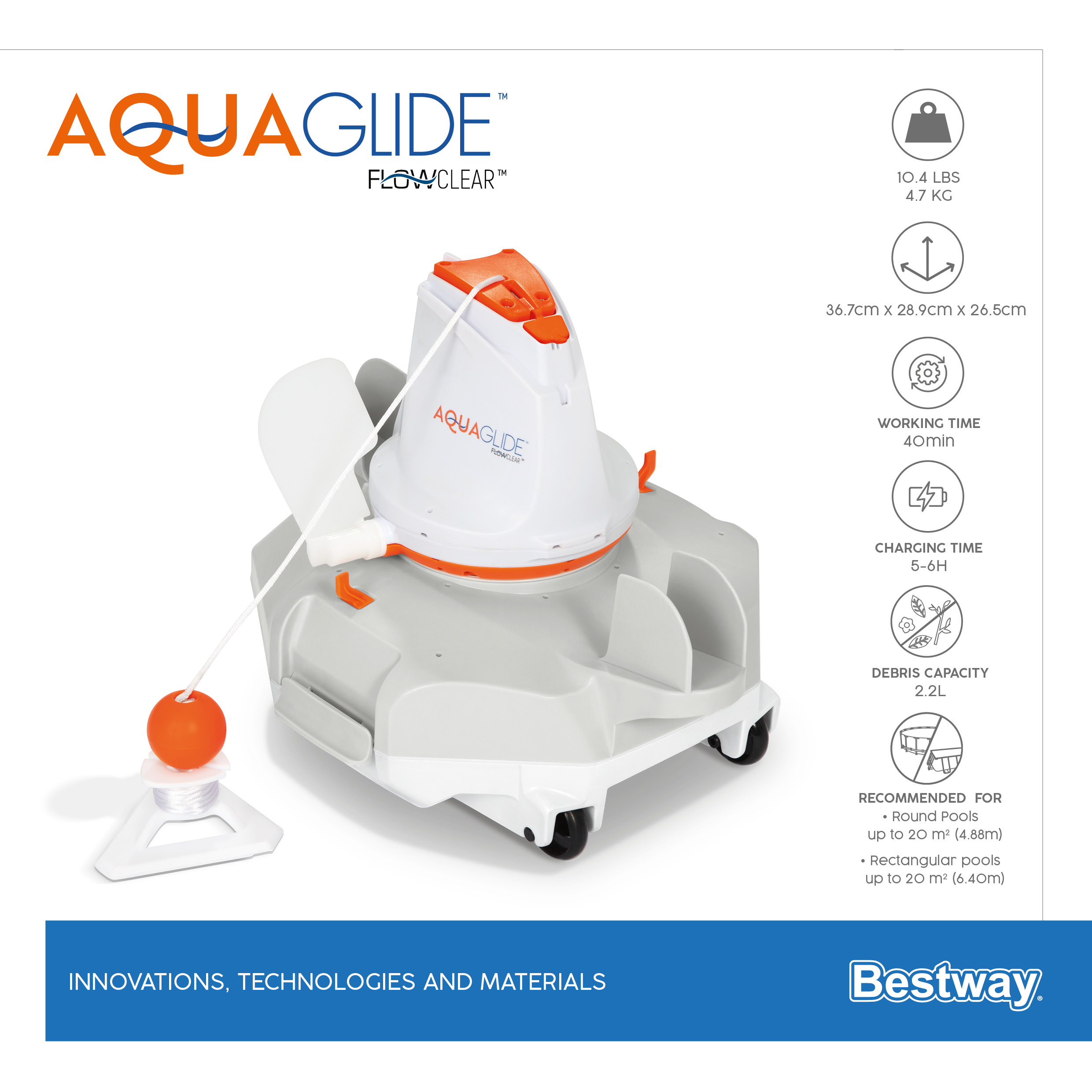 Flowclear™ autonomer Poolroboter AquaGlide™