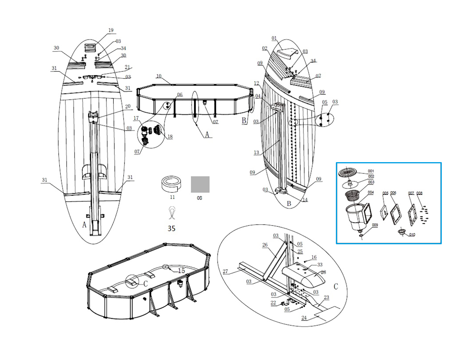 Bestway® Spare Part Skimmer (brown) for various Hydrium™ steel wall pools, round and oval Bestway® Spare Part Skimmer (brown) for various Hydrium™ steel wall pools, round and oval