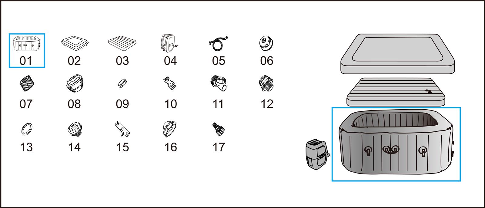 Bestway® Spare Part Liner (blue) for LAY-Z-SPA® Ibiza AirJet™ 180 x 180 x 71cm (2022) Bestway® Spare Part Liner (blue) for LAY-Z-SPA® Ibiza AirJet™ 180 x 180 x 71cm (2022)