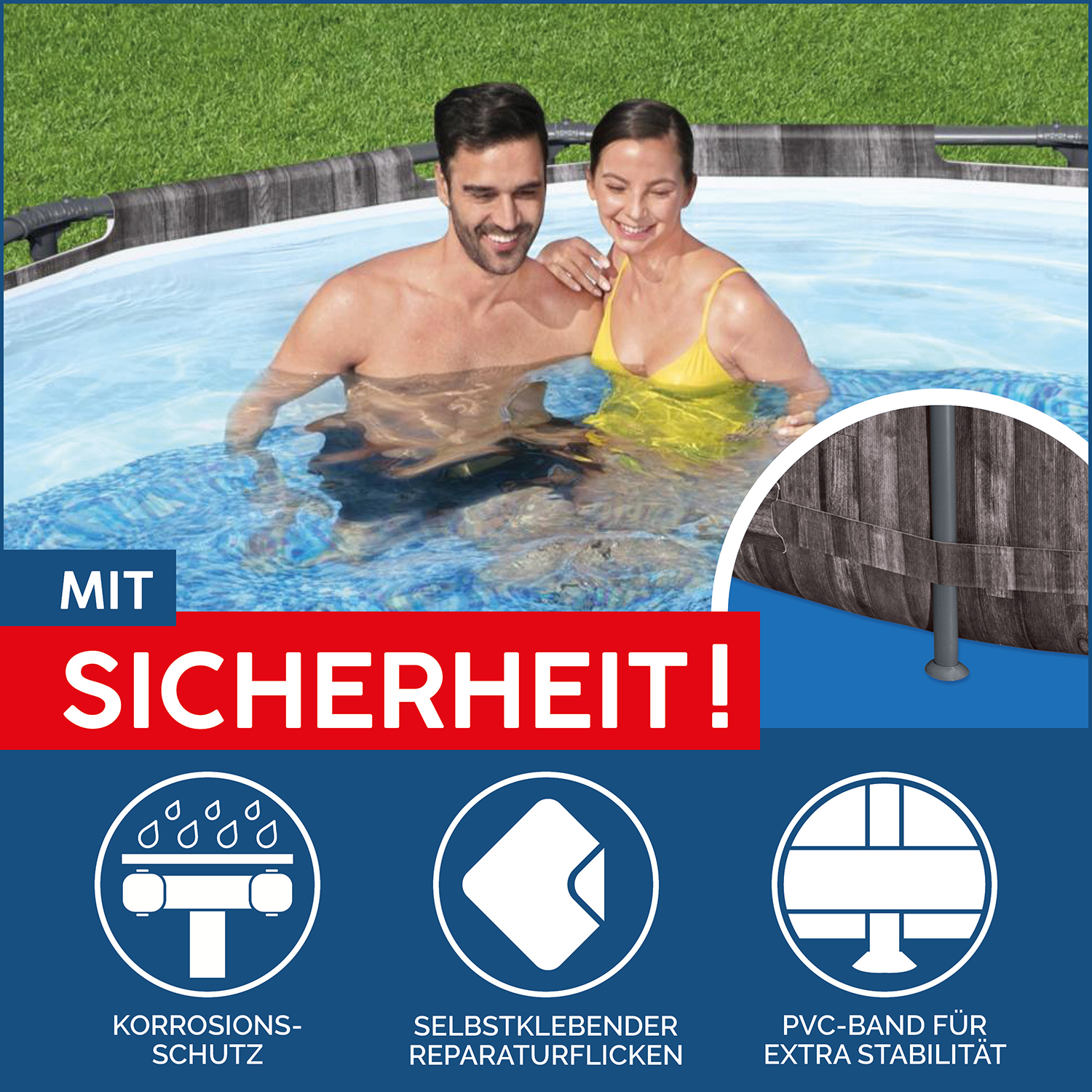 Steel Pro MAX™ Solo Pool ohne Zubehör Ø 427 x 107 cm, Holz-Optik (Mooreiche), rund