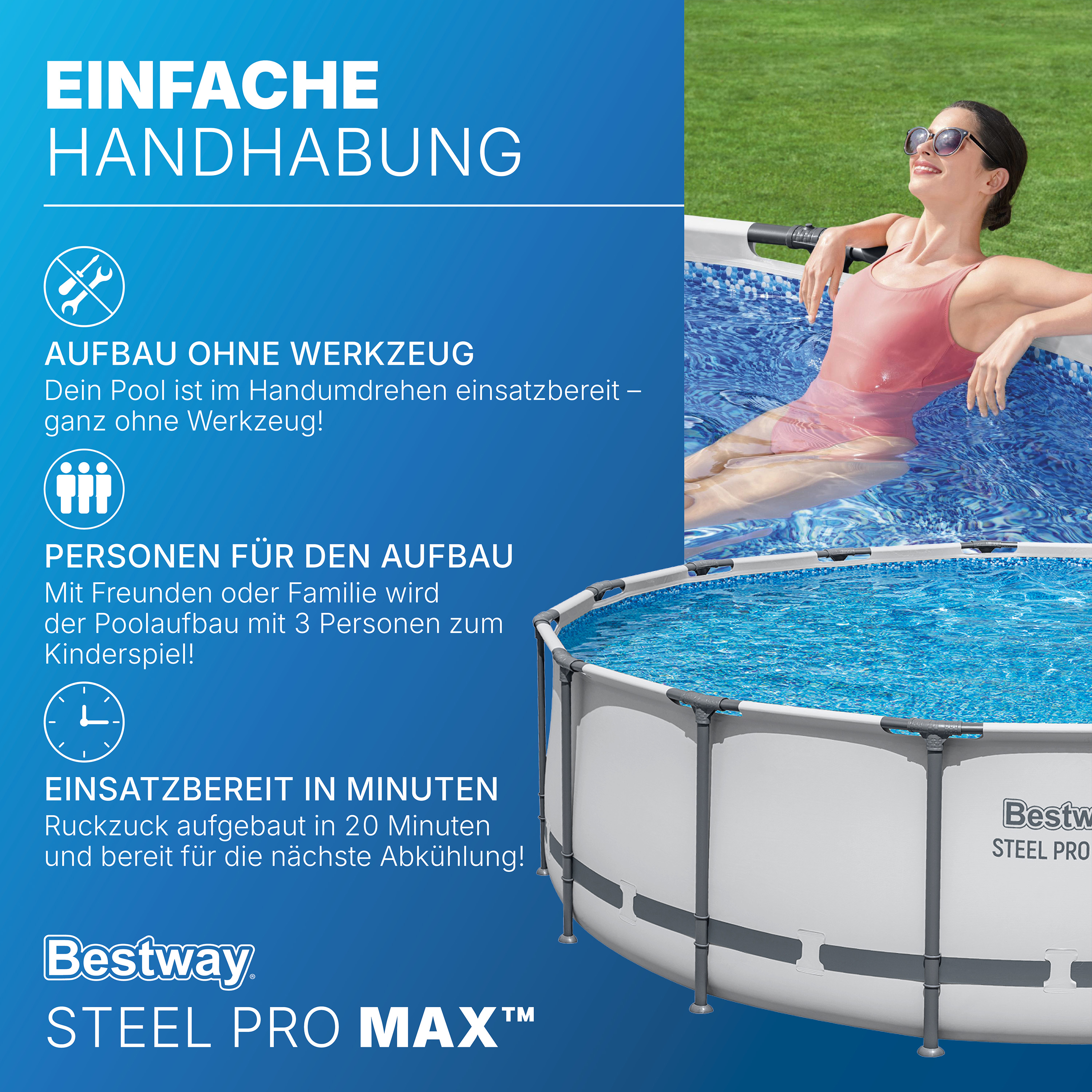Steel Pro MAX™ Frame Pool Komplett Set mit Filterpumpe Ø 488 x 122 cm , lichtgrau, rund