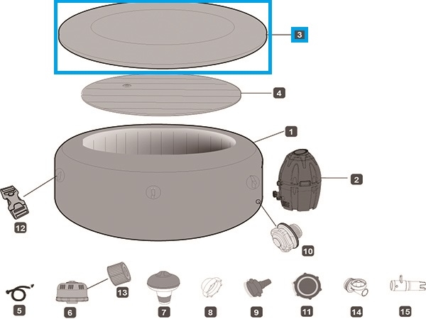 Bestway® Spare Part  71" x 26"/180cm x 66cm Lay-Z-Spa Miami Top Reinforced Cover
