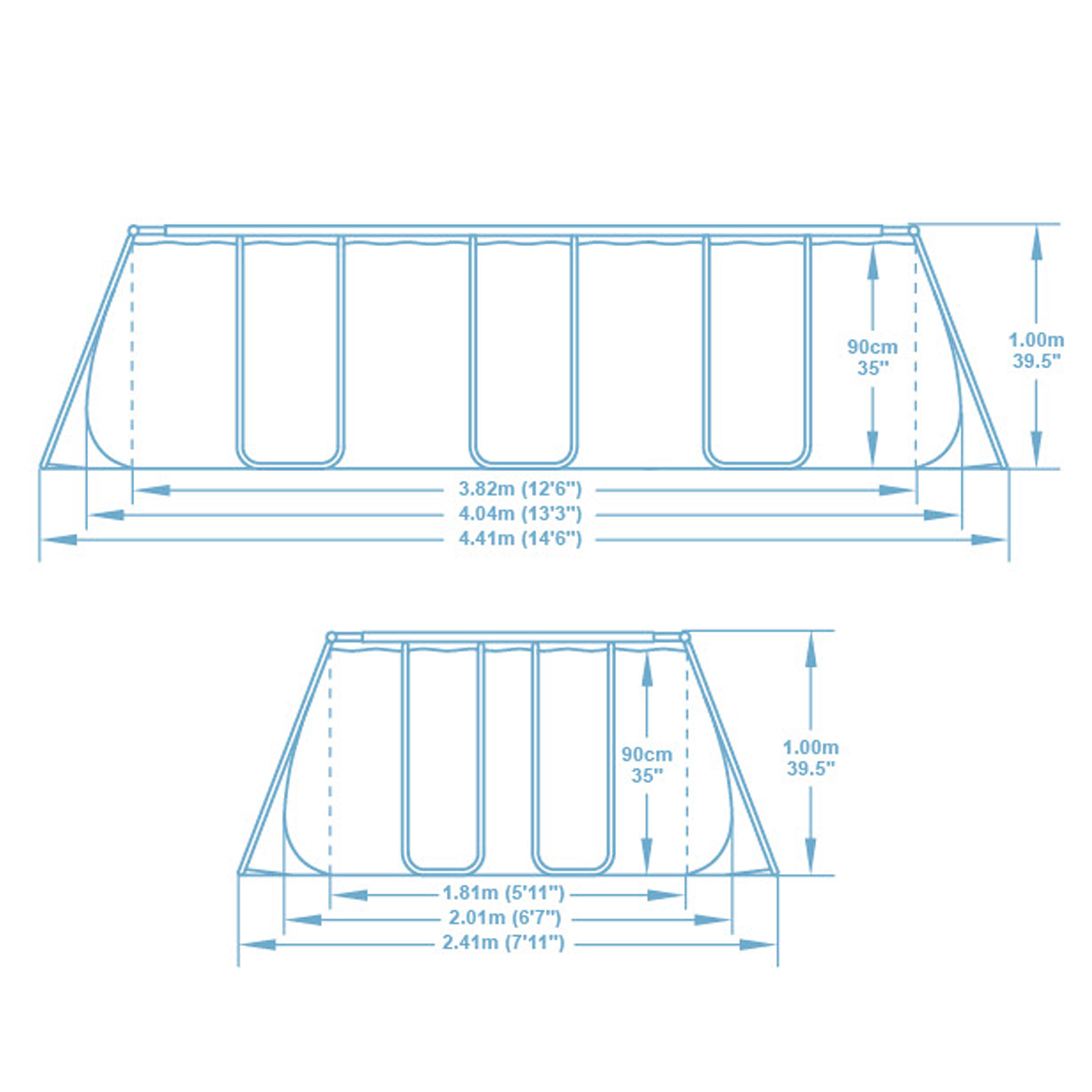 Steel Pro MAX™ Solo Pool ohne Zubehör 404 x 201 x 100 cm, Marmor-Optik (Schiefergrau), eckig
