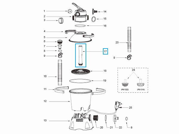 Bestway® Spare Part Center pipe hub for Flowclear™ sandfilter units (2.006 / 3.028 l/h)