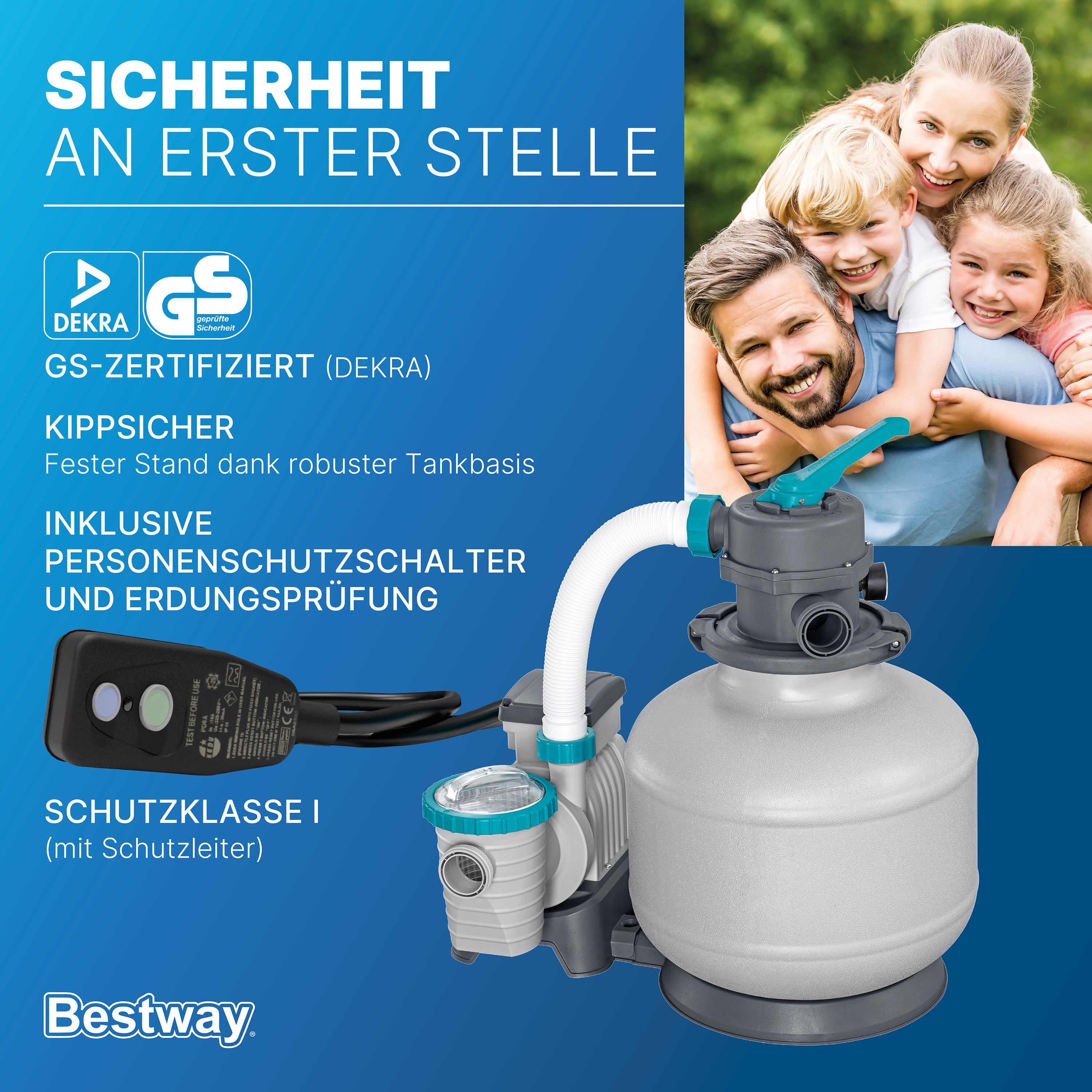 Sandfilteranlage mit Zeitschaltuhr 6.056 l/h, 230 W