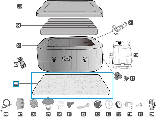 Bestway 73" x 73"/1.85m x 1.85m SPA Ground Mat