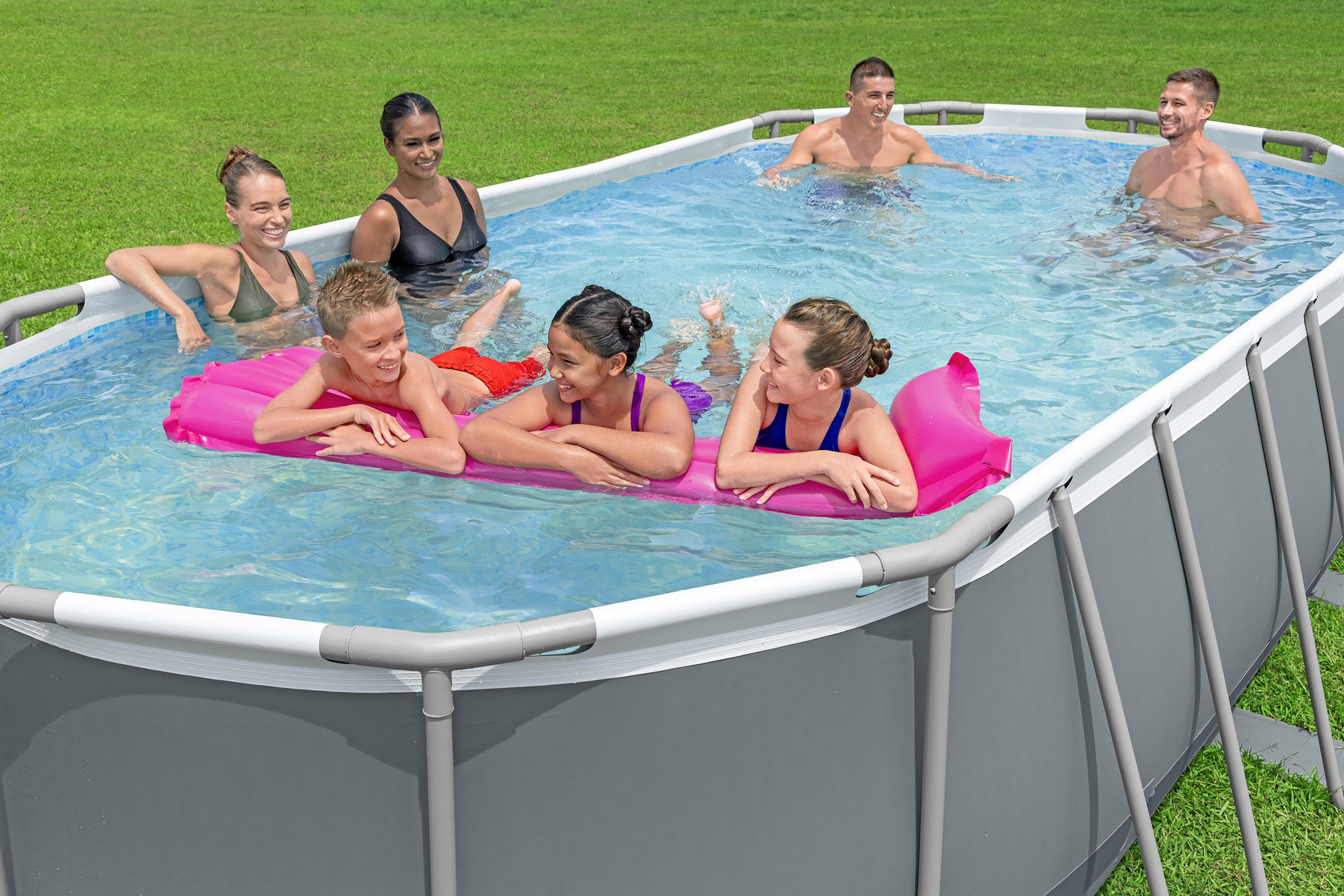 Steel Pro MAX™ Frame Pool Komplett Set mit Filterpumpe 549 x 274 x 122 cm, grau, oval