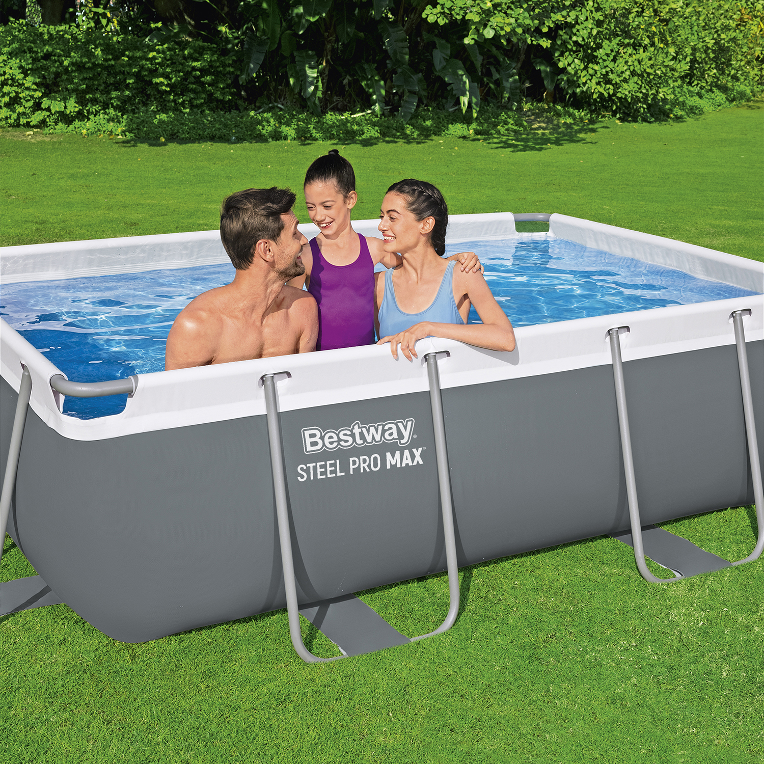 Steel Pro MAX™ Frame Pool Set mit Filterpumpe 282 x 196 x 84 cm, grau, eckig