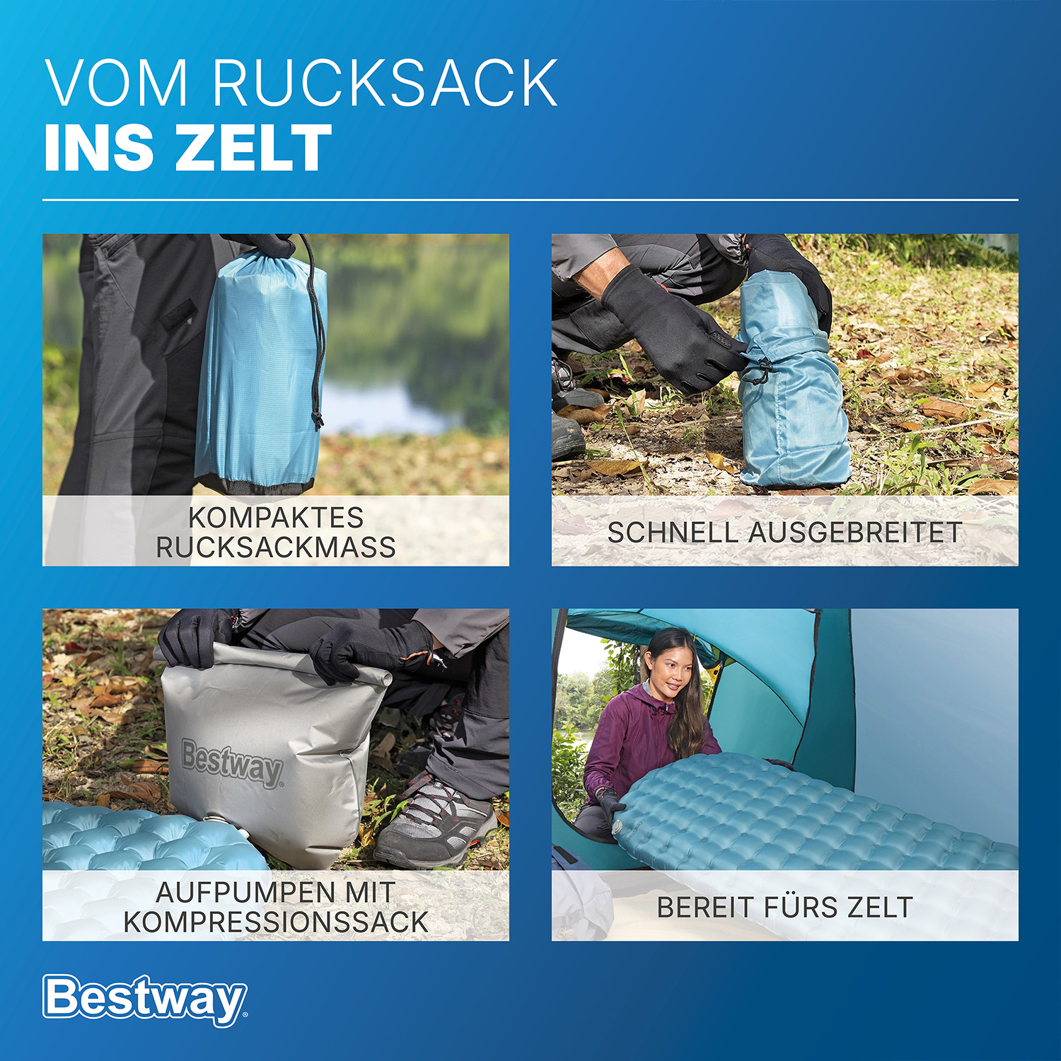 Aufblasbare TPU Single Isomatte AlpineLite™ für Mumienschlafsäcke 183 x 51 x 7,5 cm 