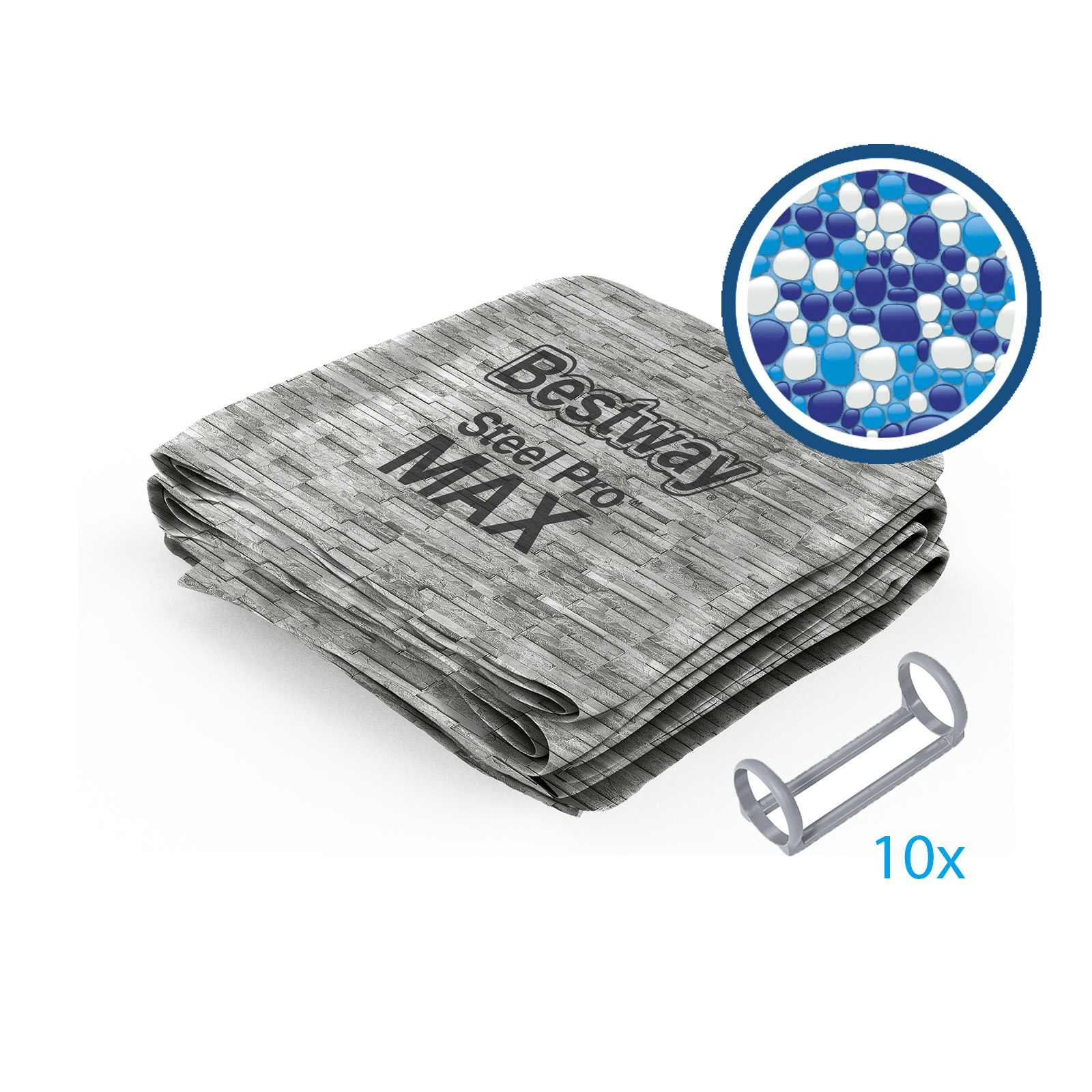 Bestway® Ersatzteil Poolfolie für Steel Pro MAX 488x305x107cm, oval - inklusive Kunststoffring-Set