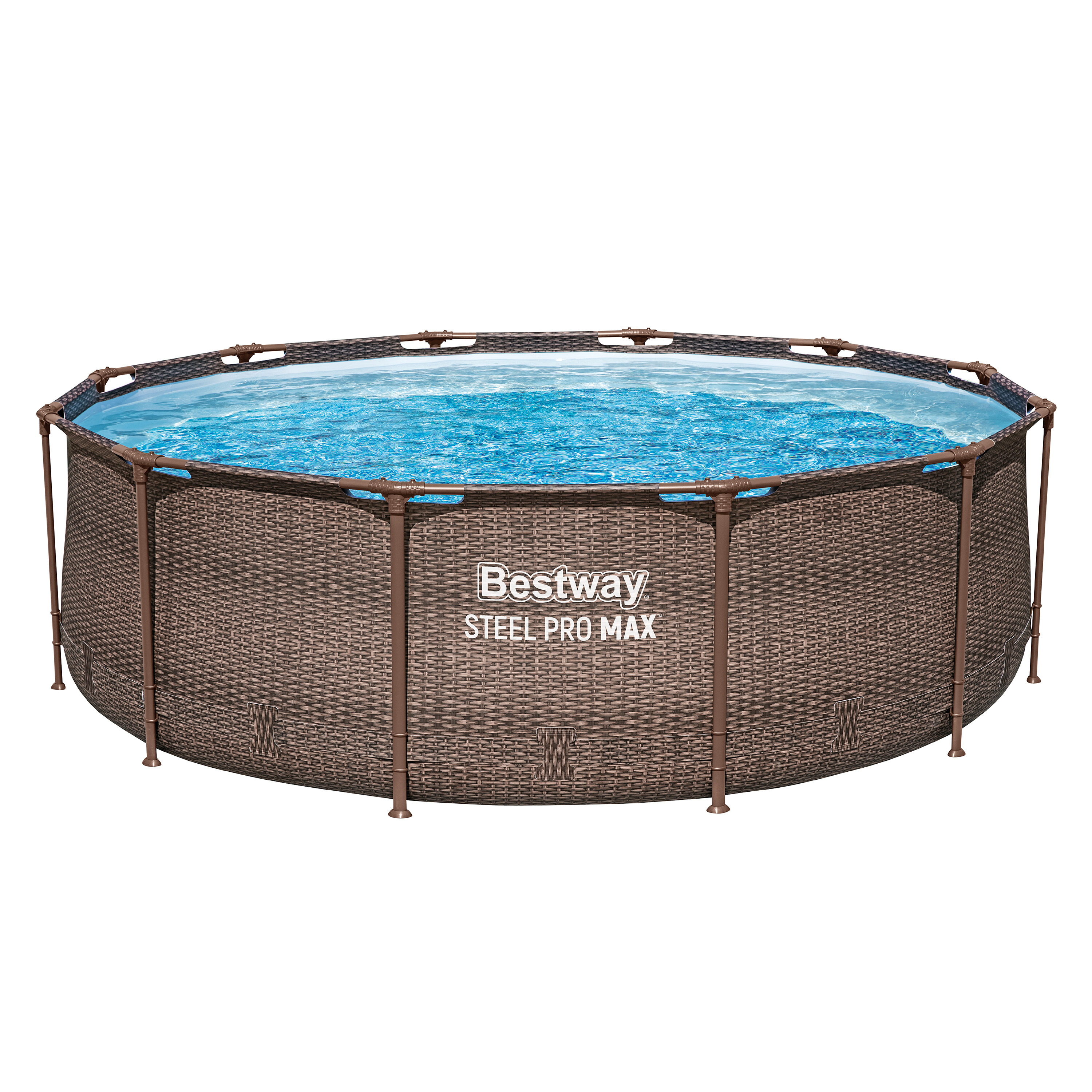 Steel Pro MAX™ Solo Pool ohne Pumpe Ø 366 x 100 cm, Rattan-Optik (Schokobraun), rund