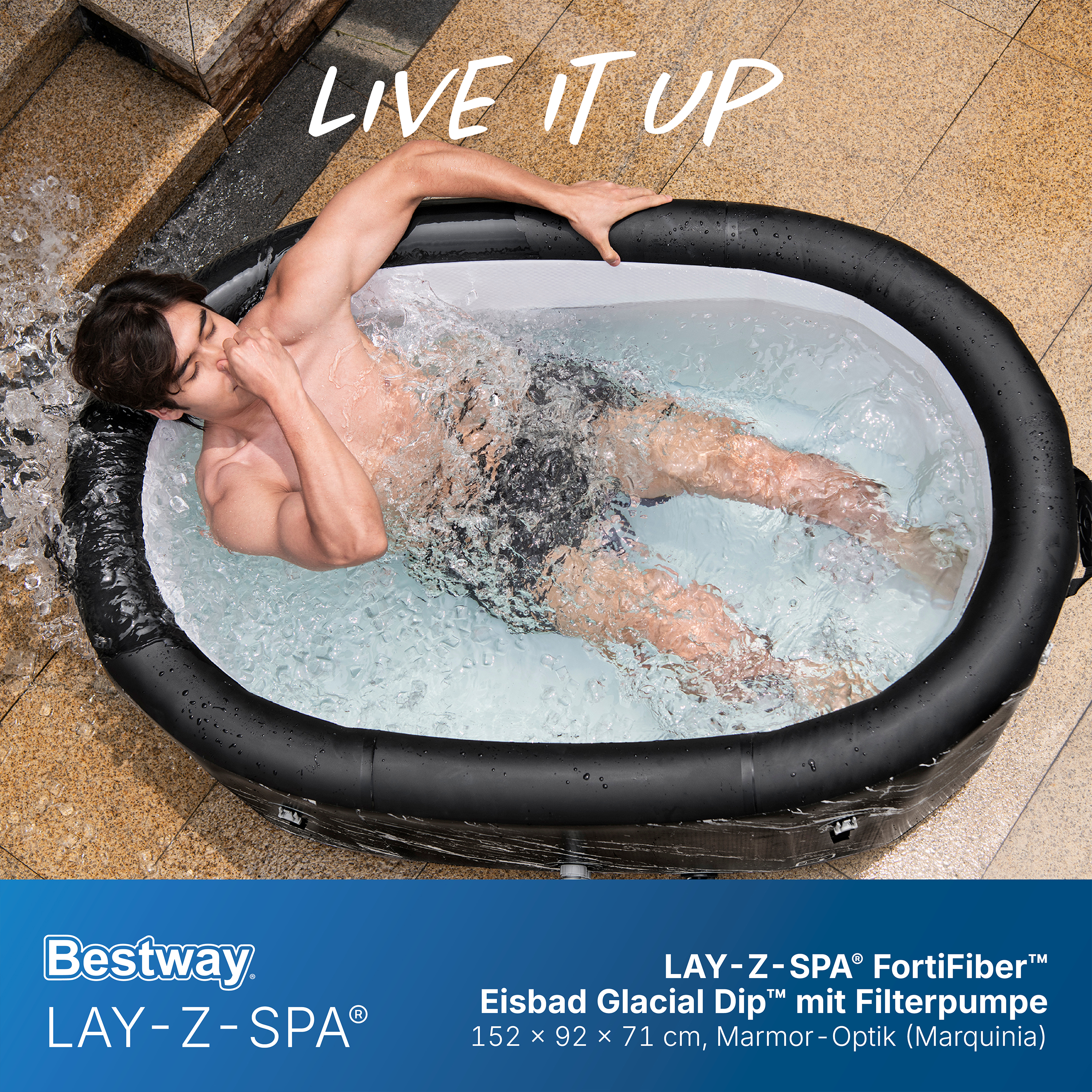 LAY-Z-SPA® FortiFiber™ Eisbad Glacial Dip™ mit Filterpumpe 152 x 92 x 71 cm