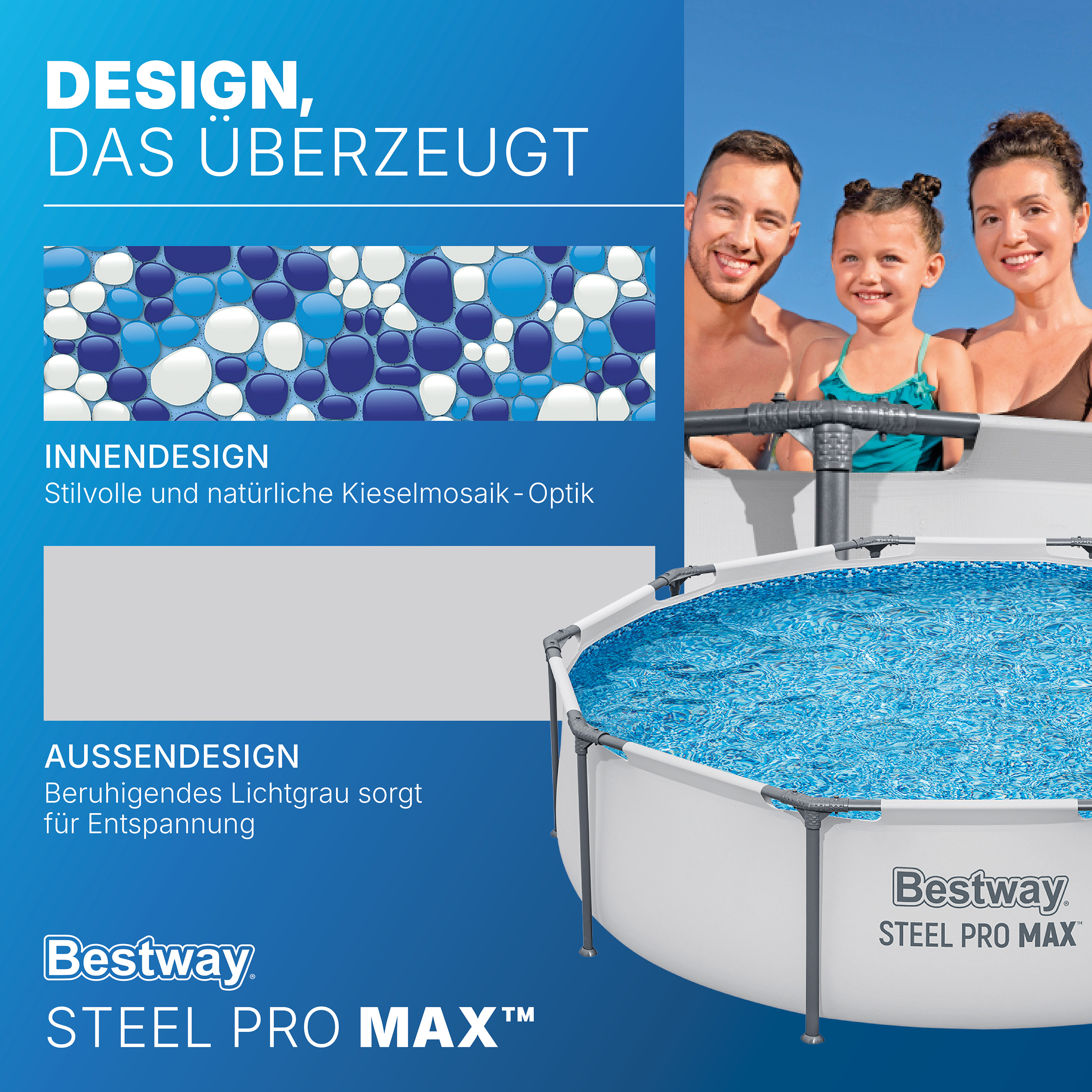 Steel Pro MAX™ Frame Pool ohne Pumpe Ø 305 x 76 cm, lichtgrau, rund