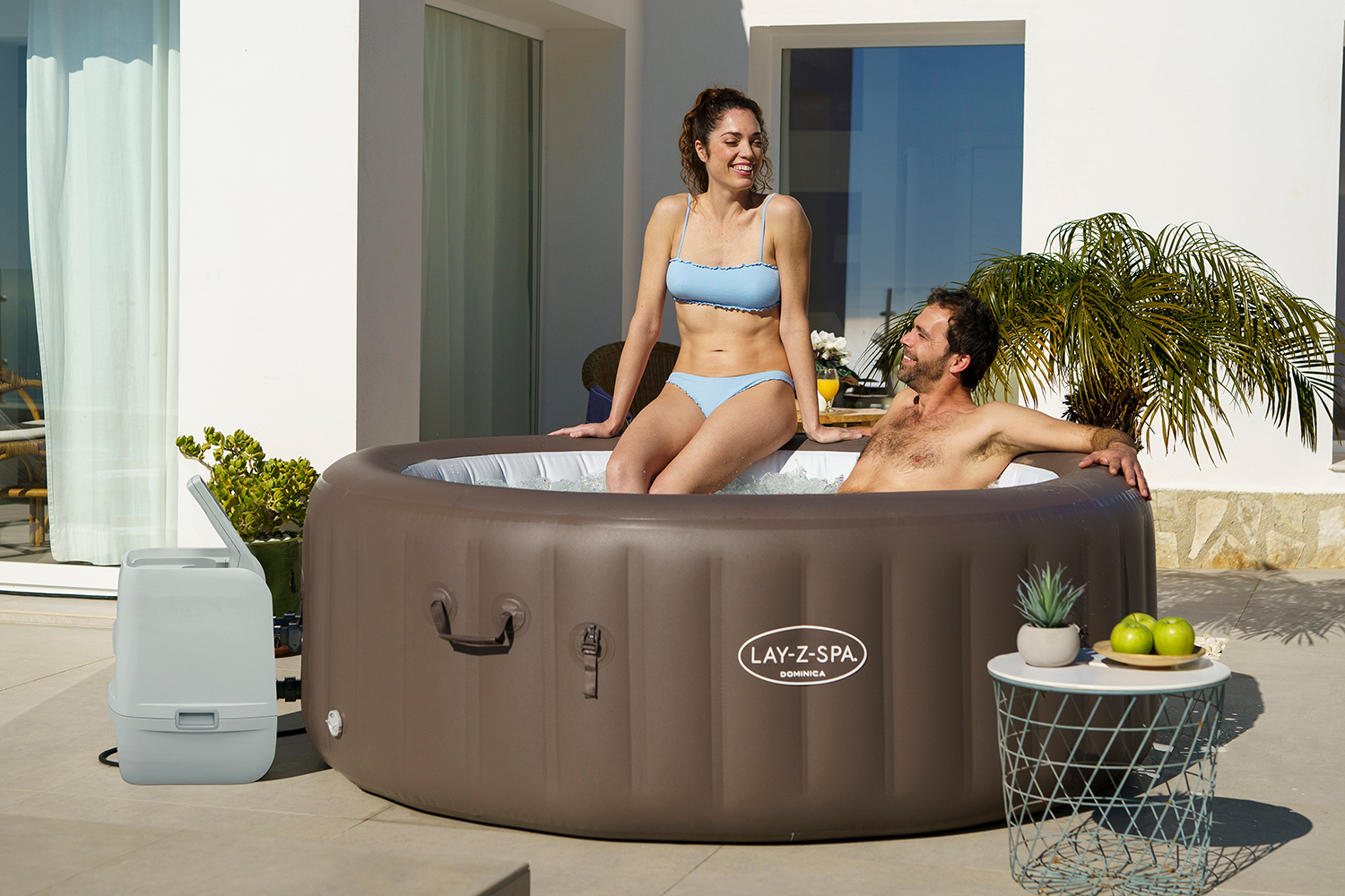 LAY-Z-SPA® Energiespar-Whirlpool Dominica HydroJet™ mit App-Steuerung, für 6 Personen Ø 196 x 71 cm, Urbanbraun