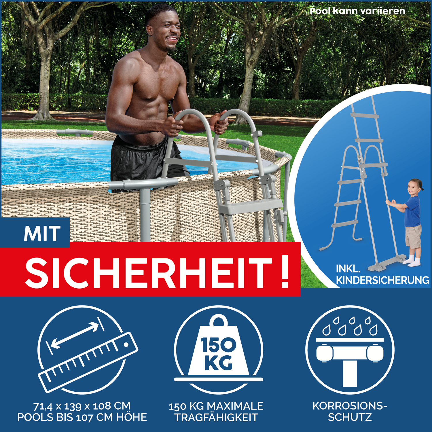Steel Pro MAX™ Frame Pool Komplett-Set mit Filterpumpe Ø 396 x 107 cm, Op Art-Design, rund